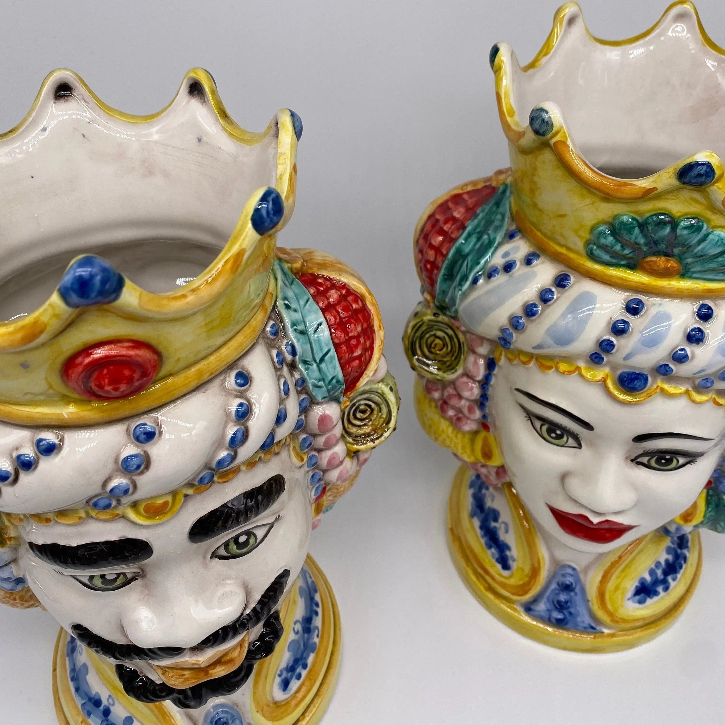 Teste di Moro Girun Ceramica Caltagirone cm H.29 L.20 Artigianale Decorazione Siciliana DD CERAMICHE SICILIANE