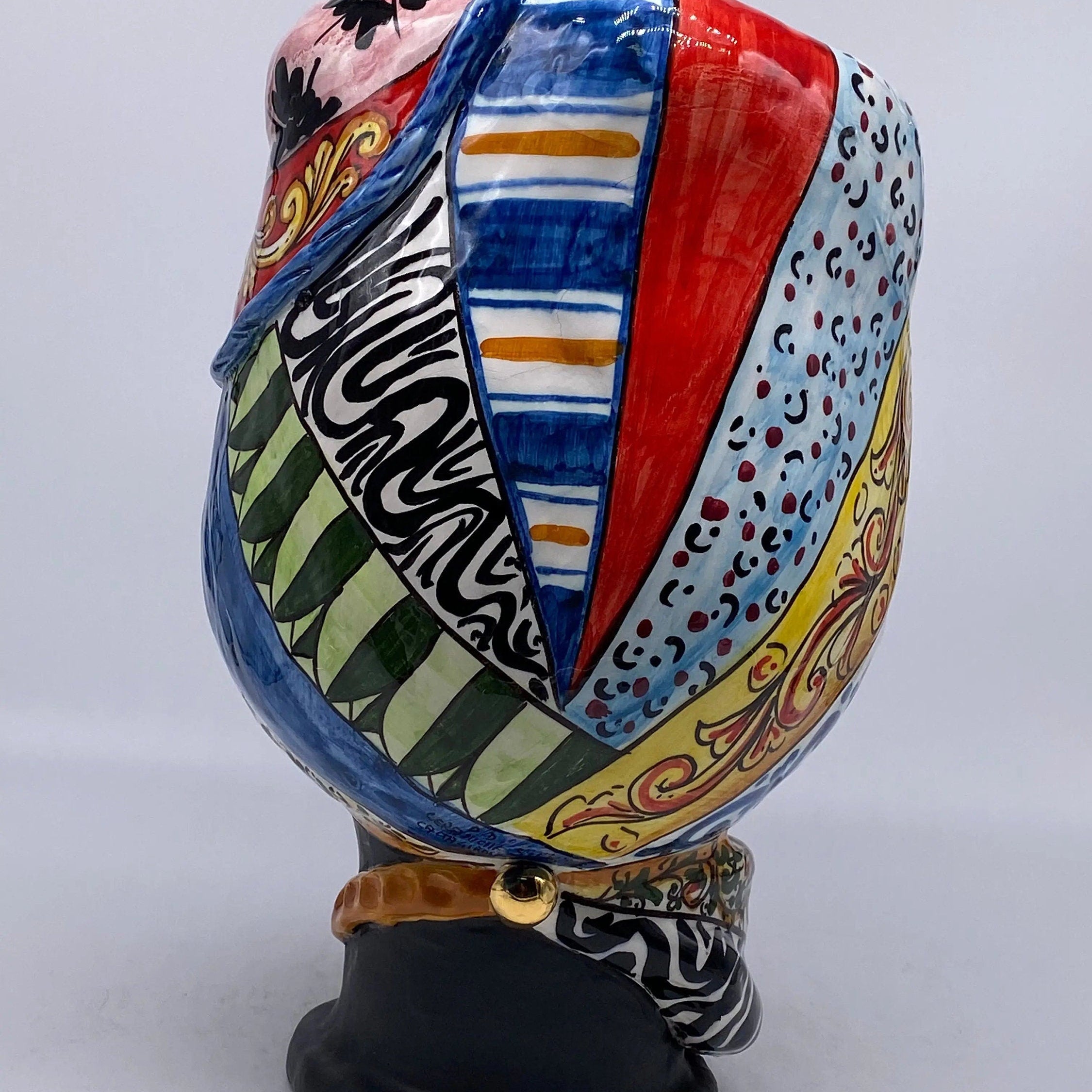 Teste di Moro Horus Ceramica Caltagirone cm H.30 L.18 Artigianale Decorazione “Carretto” DD CERAMICHE SICILIANE