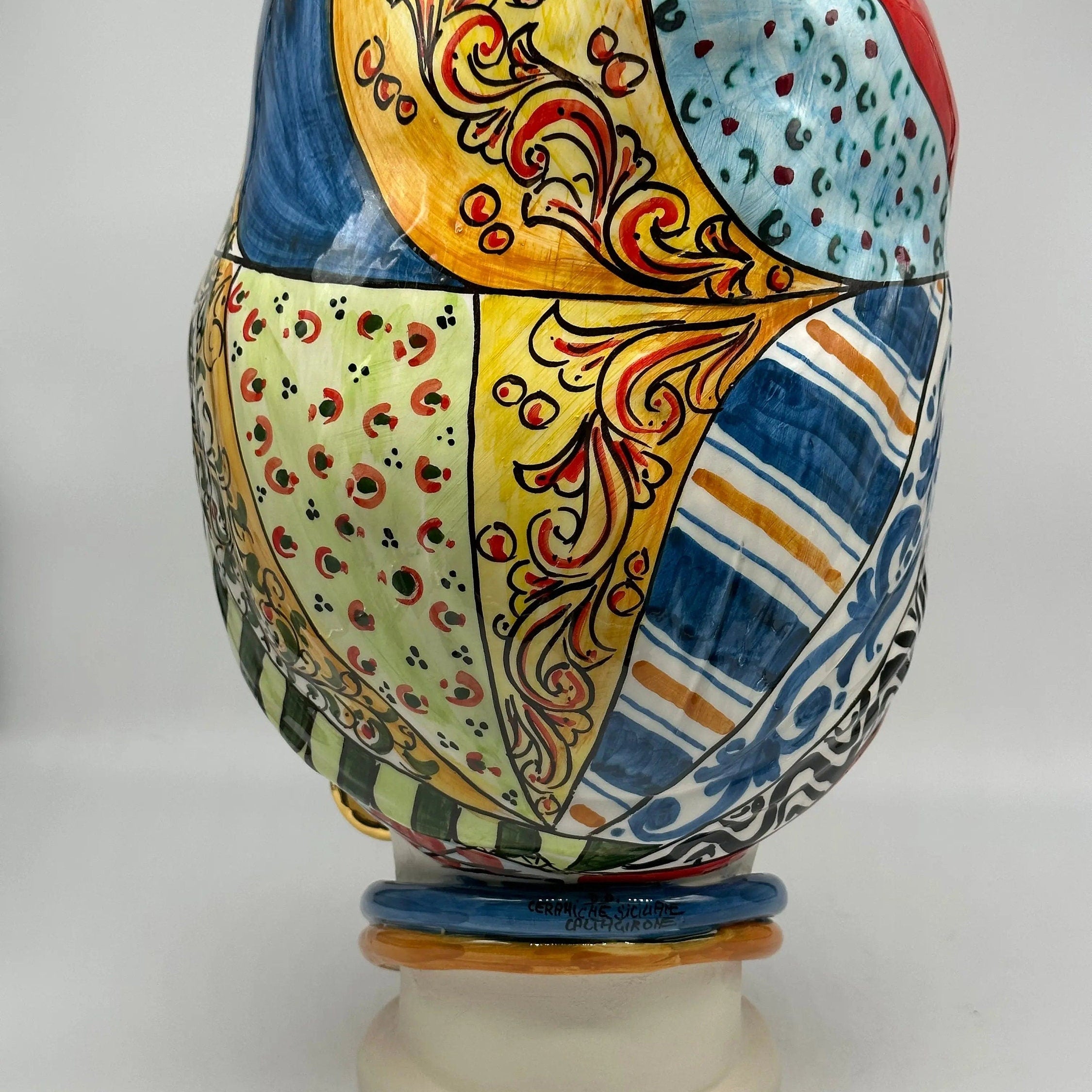 Teste di Moro Horus Ceramica Caltagirone cm H.40 L.23 Artigianale Decorazione “Carretto2” DD CERAMICHE SICILIANE