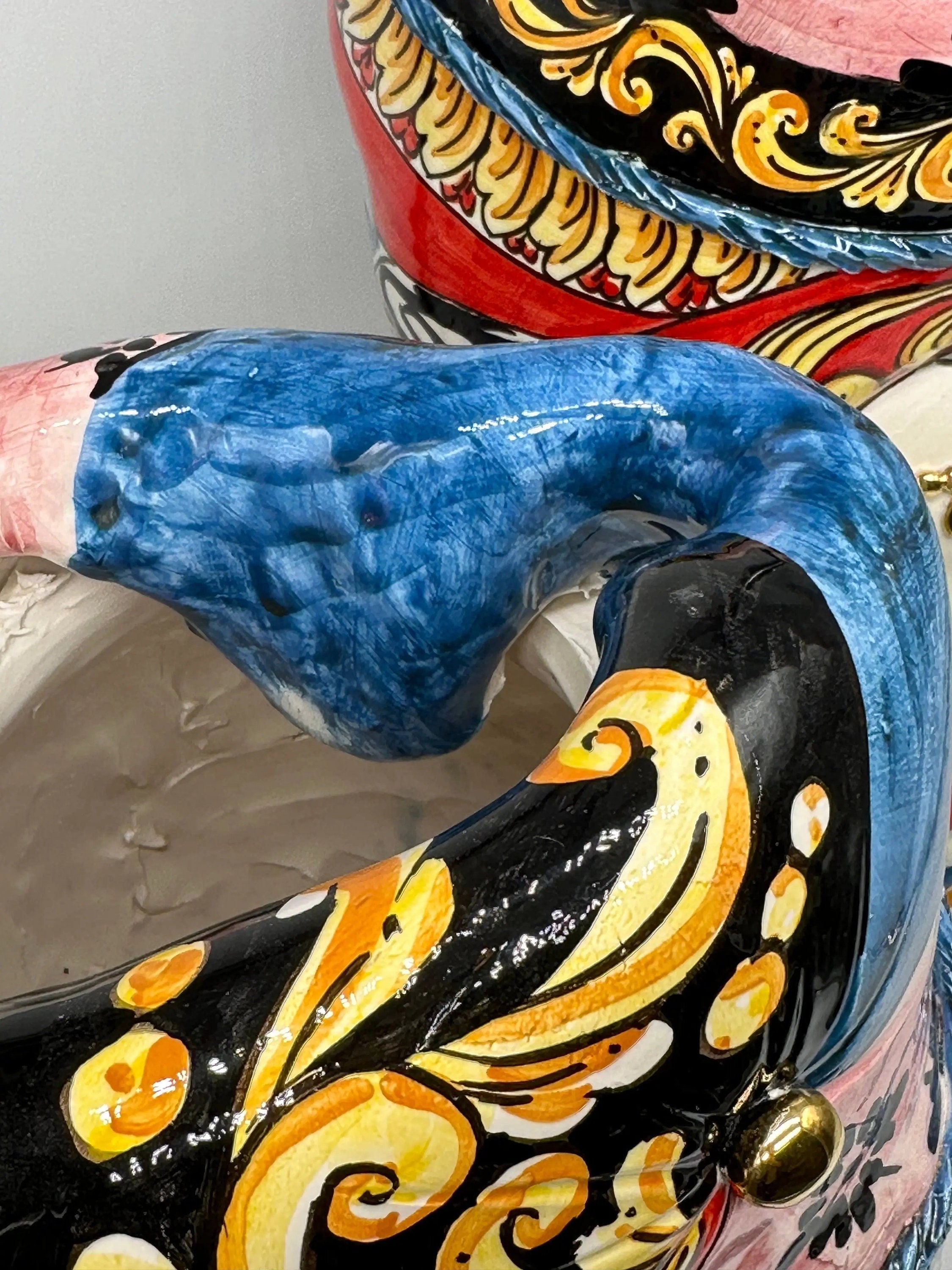 Teste di Moro Horus Ceramica Caltagirone cm H.40 L.23 Artigianale Decorazione “Carretto2” DD CERAMICHE SICILIANE