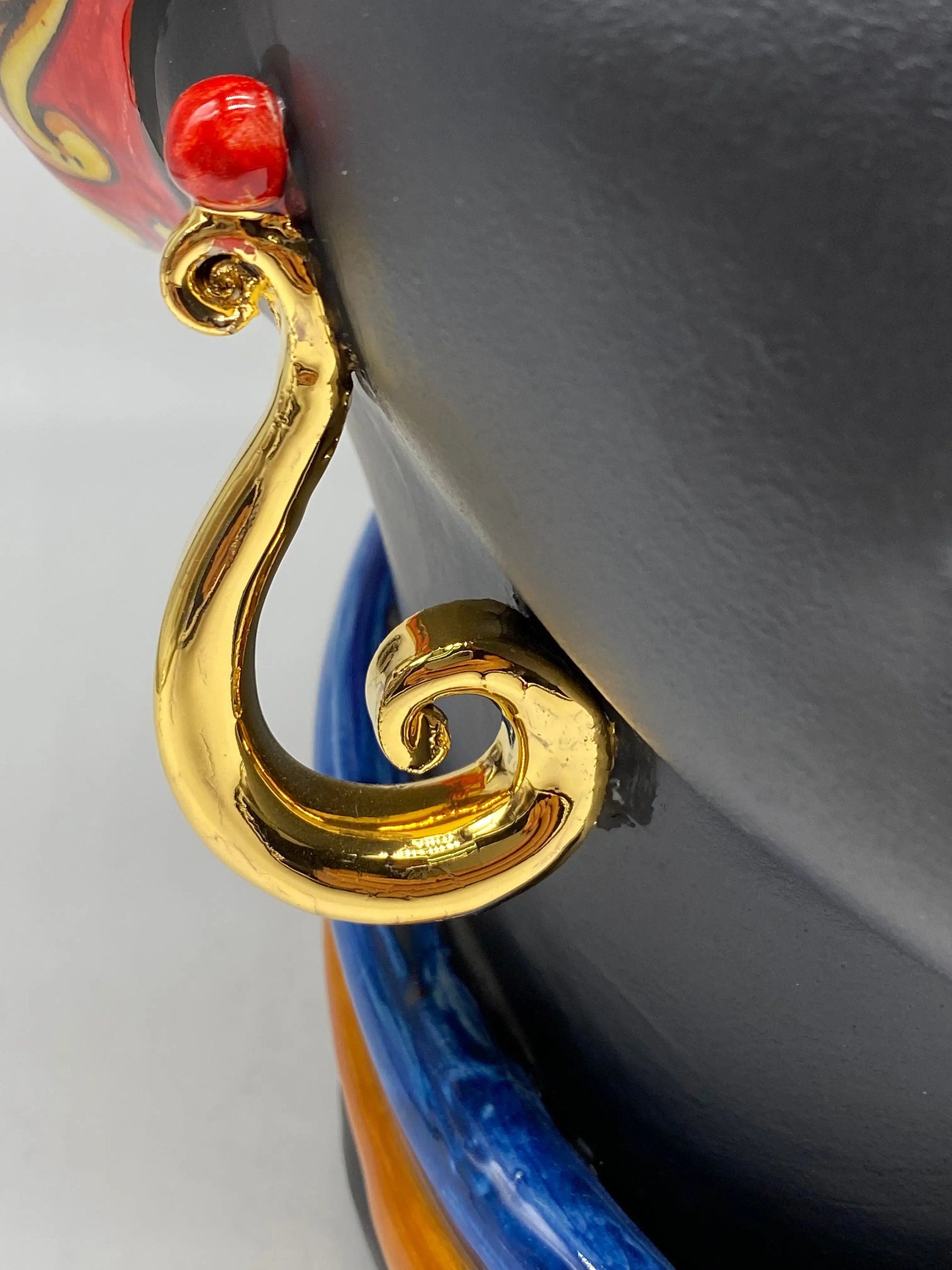 Teste di Moro Horus Ceramica Caltagirone cm H.40 L.23 Artigianale Decorazione “Carretto” DD CERAMICHE SICILIANE