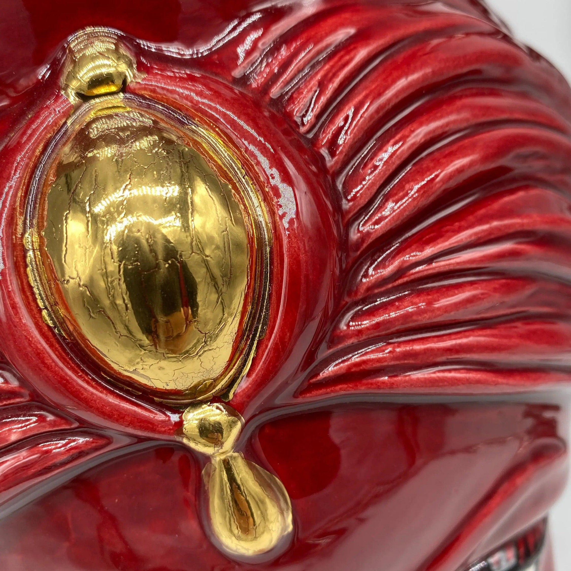 Teste di Moro Iris Ceramica Caltagirone cm H.40 L.23 Artigianale Bordeaux Oro Zecchino DD CERAMICHE SICILIANE