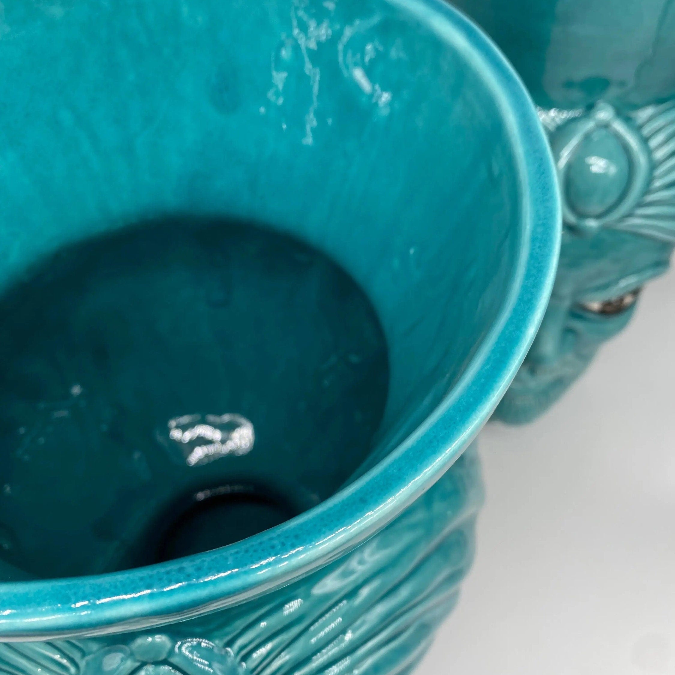 Teste di Moro Iris Ceramica Caltagirone cm H.40 L.23 Artigianale Verde Smeraldo DD CERAMICHE SICILIANE