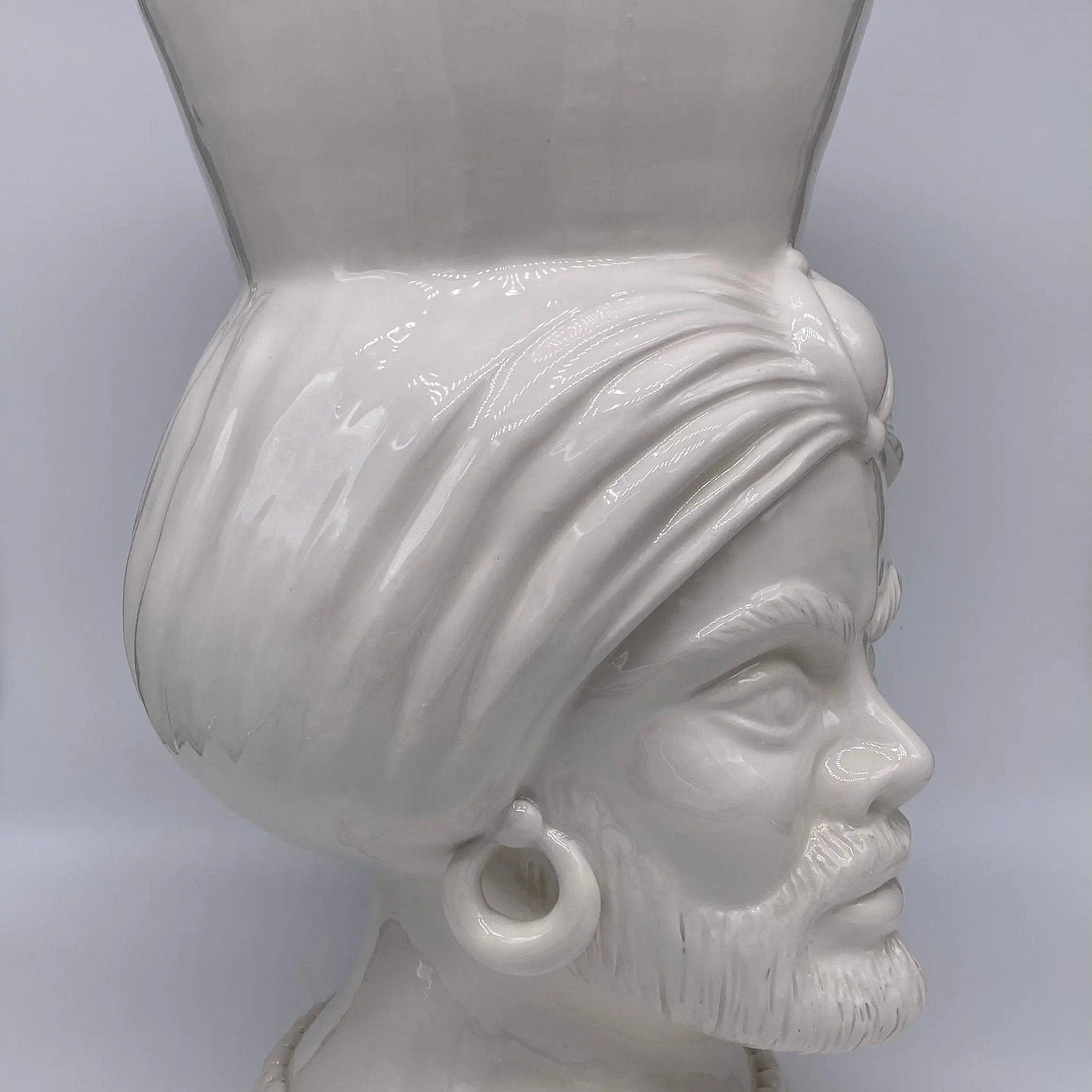 Teste di Moro Iris Ceramica Caltagirone cm H.40 L.23 Artigianale Bianco DD CERAMICHE SICILIANE