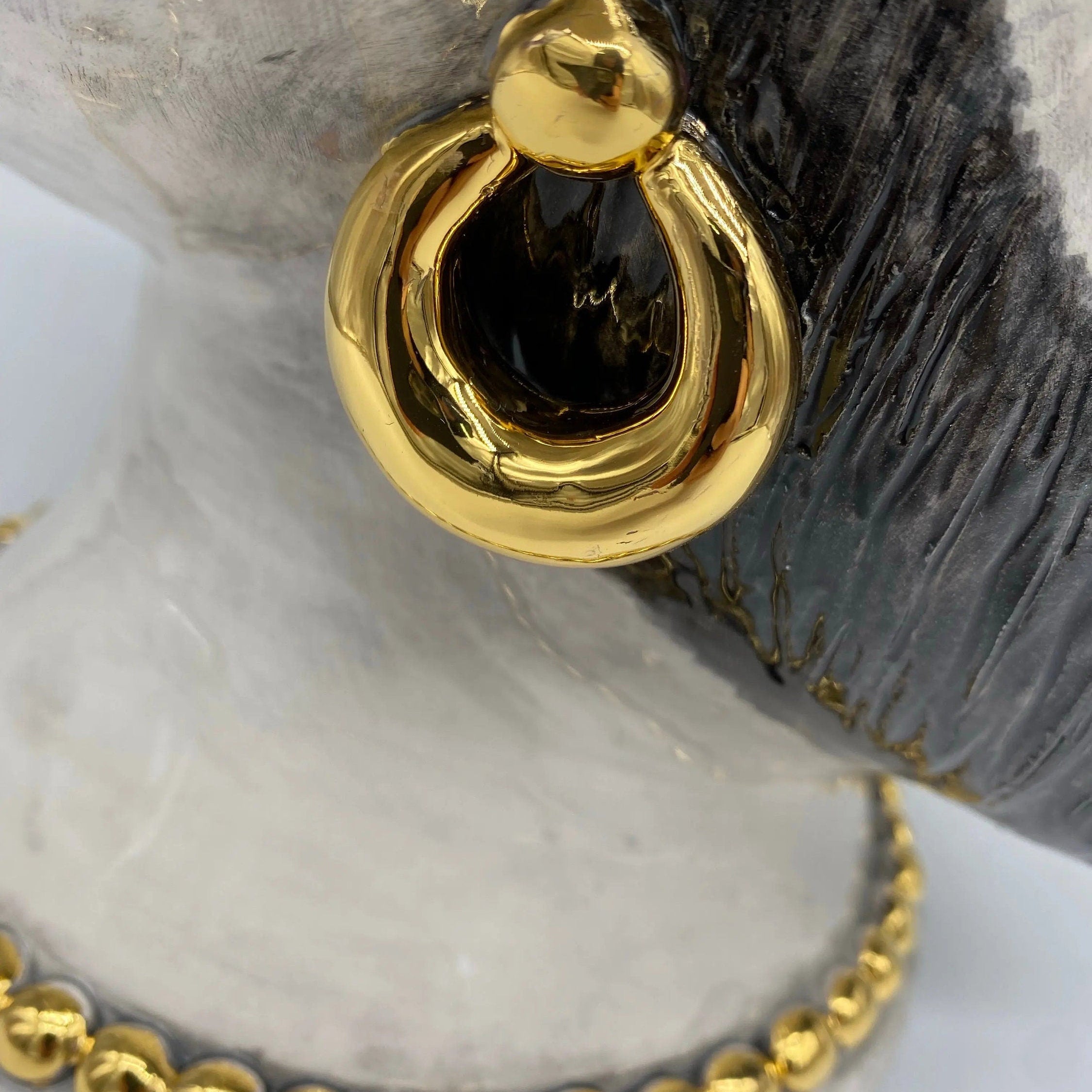 Teste di Moro Iris Ceramica Caltagirone cm H.40 L.23 Artigianale Ghiaccio Oro Zecchino DD CERAMICHE SICILIANE