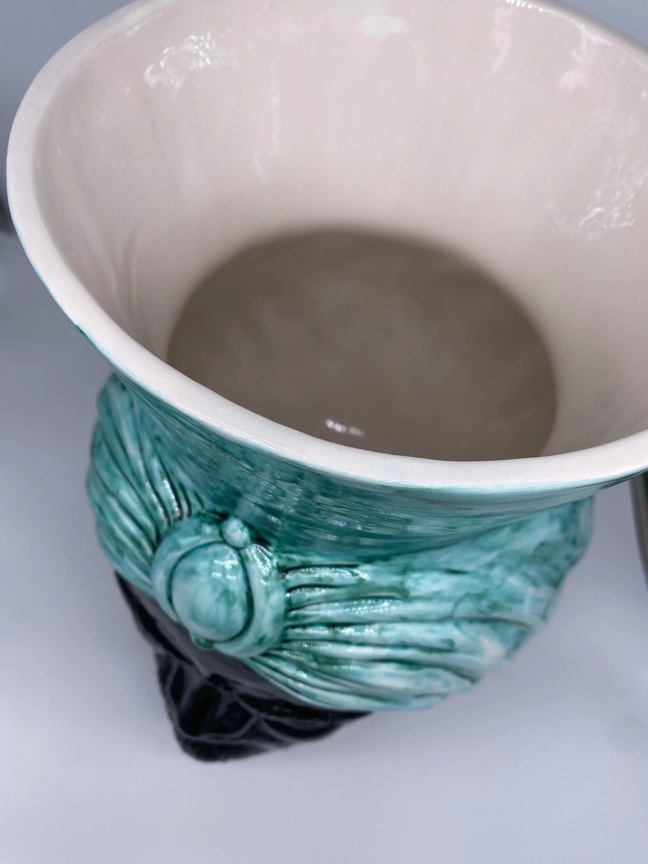 Teste di Moro Iris Ceramica Caltagirone cm H.40 L.23 Artigianale Verde Nero DD CERAMICHE SICILIANE
