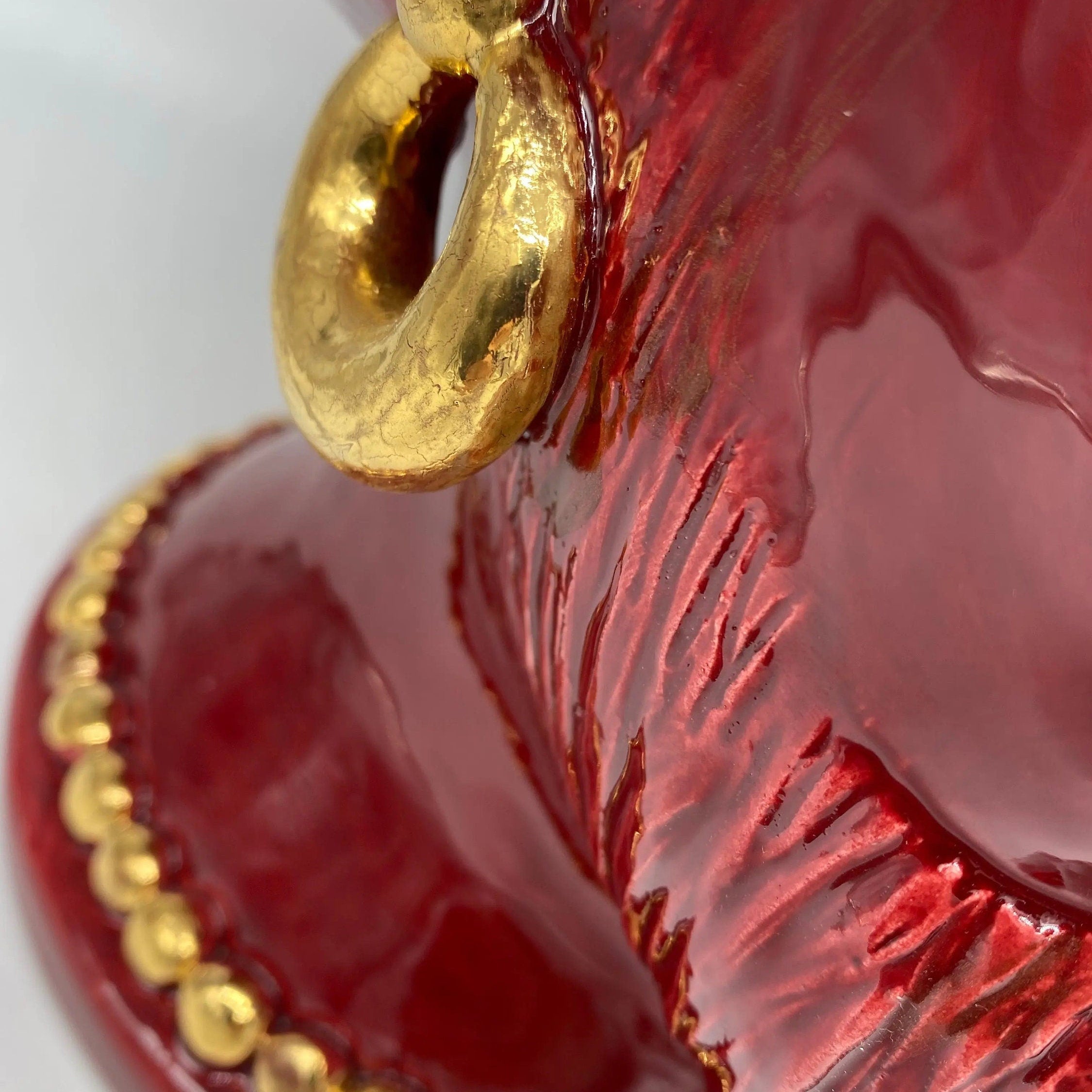 Teste di Moro Iris Ceramica Caltagirone cm H.40 L.23 Artigianale Bordeaux Oro Zecchino DD CERAMICHE SICILIANE