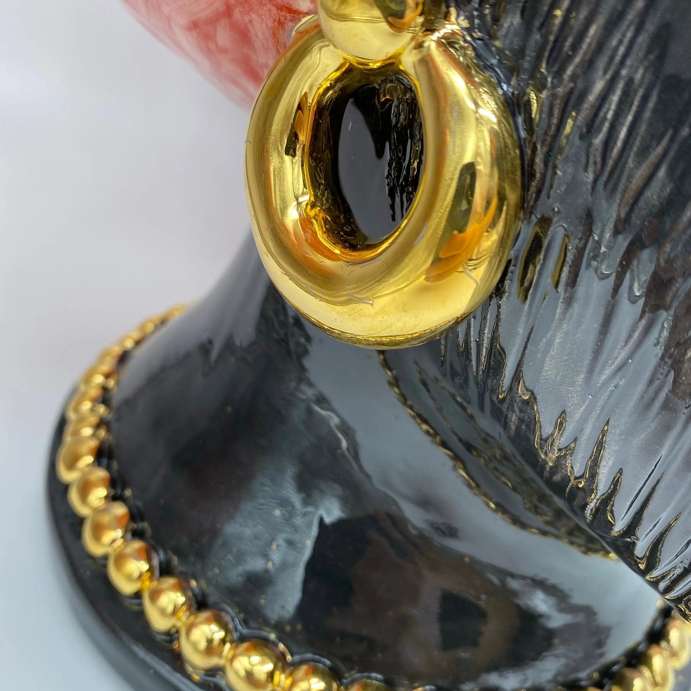 Teste di Moro Iris Ceramica Caltagirone cm H.40 L.23 Artigianale Rosso Oro Zecchino DD CERAMICHE SICILIANE