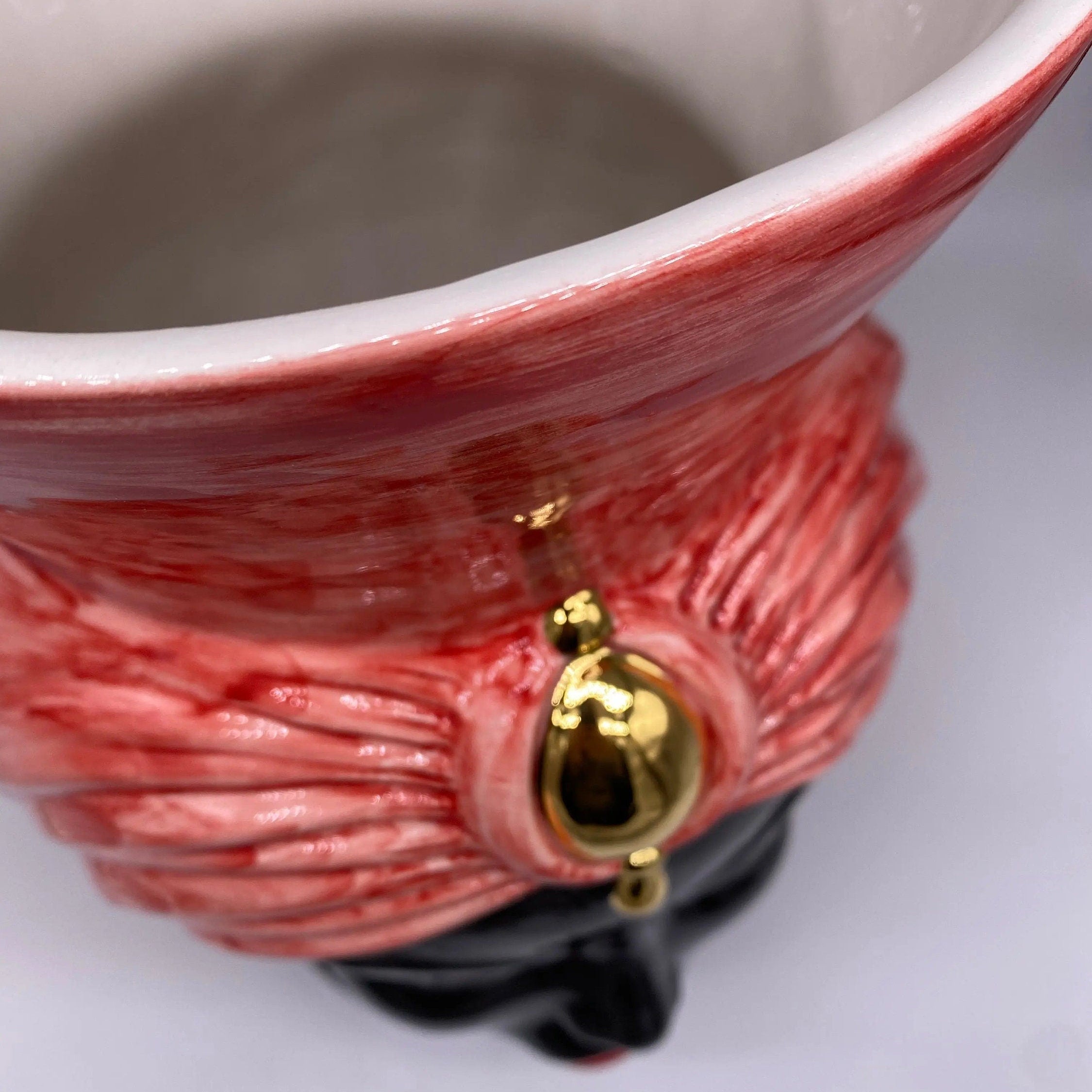 Teste di Moro Iris Ceramica Caltagirone cm H.40 L.23 Artigianale Rosso Oro Zecchino DD CERAMICHE SICILIANE