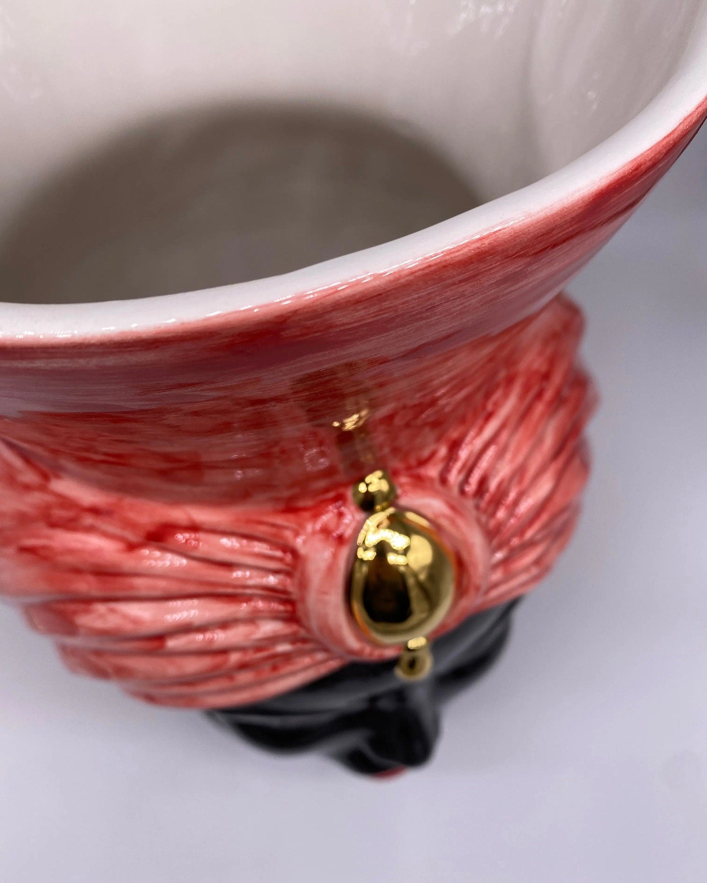 Teste di Moro Iris Ceramica Caltagirone cm H.40 L.23 Artigianale Rosso Oro Zecchino DD CERAMICHE SICILIANE