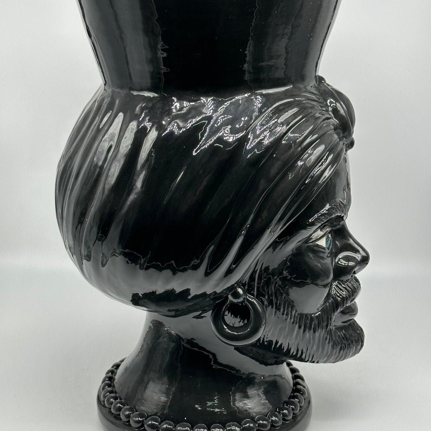 Teste di Moro Iris Ceramica Caltagirone cm H.40 L.23 Artigianale Nero - DD CERAMICHE SICILIANE