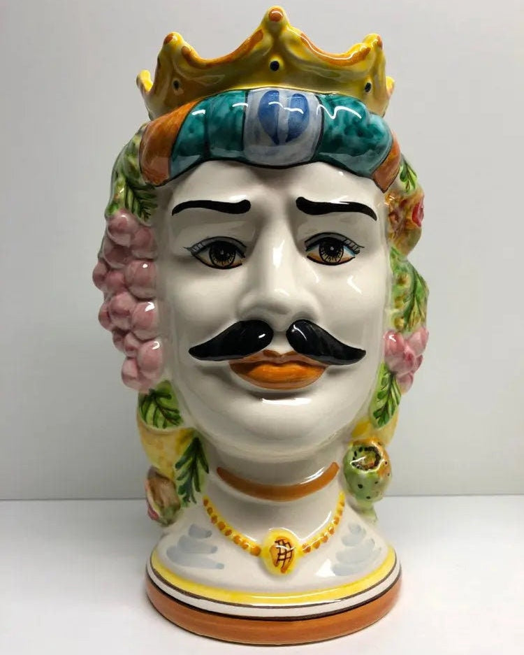 Teste di Moro Kalat Frutta Ceramica Caltagirone cm H.26 L.16 Artigianale DD CERAMICHE SICILIANE