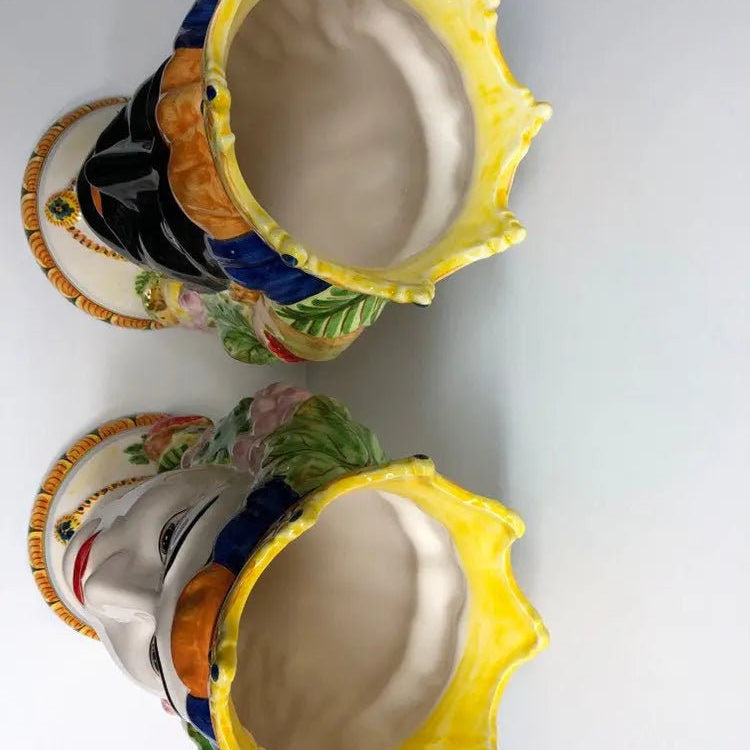 Teste di Moro Kalat Frutta Ceramica Caltagirone cm H.36 L.23 Artigianale DD CERAMICHE SICILIANE