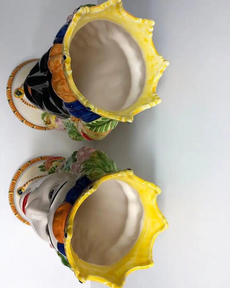 Teste di Moro Kalat Frutta Ceramica Caltagirone cm H.36 L.23 Artigianale DD CERAMICHE SICILIANE