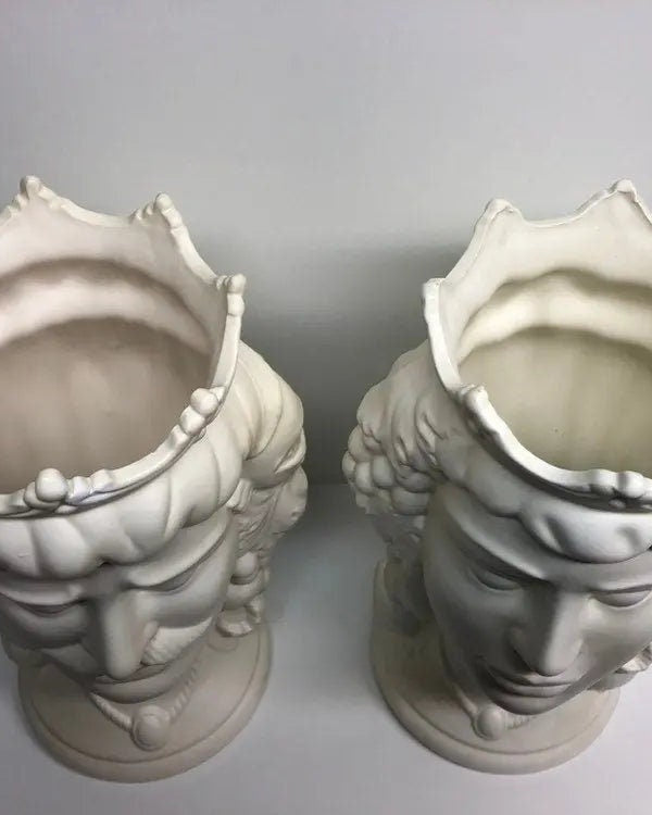 Teste di Moro Kalat Frutta Ceramica Caltagirone cm H.36 L.23 Artigianale Bianco Opaco DD CERAMICHE SICILIANE