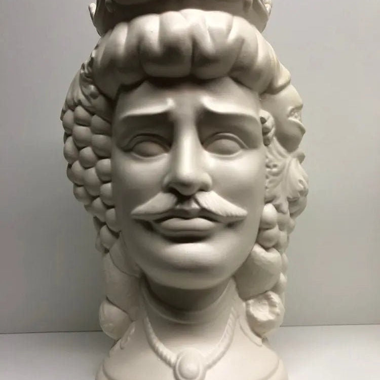 Teste di Moro Kalat Frutta Ceramica Caltagirone cm H.36 L.23 Artigianale Bianco Opaco DD CERAMICHE SICILIANE