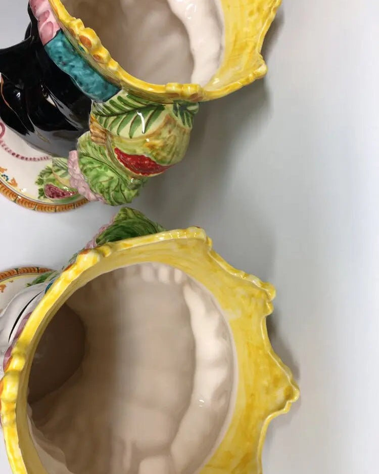 Teste di Moro Kalat Frutta Ceramica Caltagirone cm H.45 L.29 Artigianale DD CERAMICHE SICILIANE