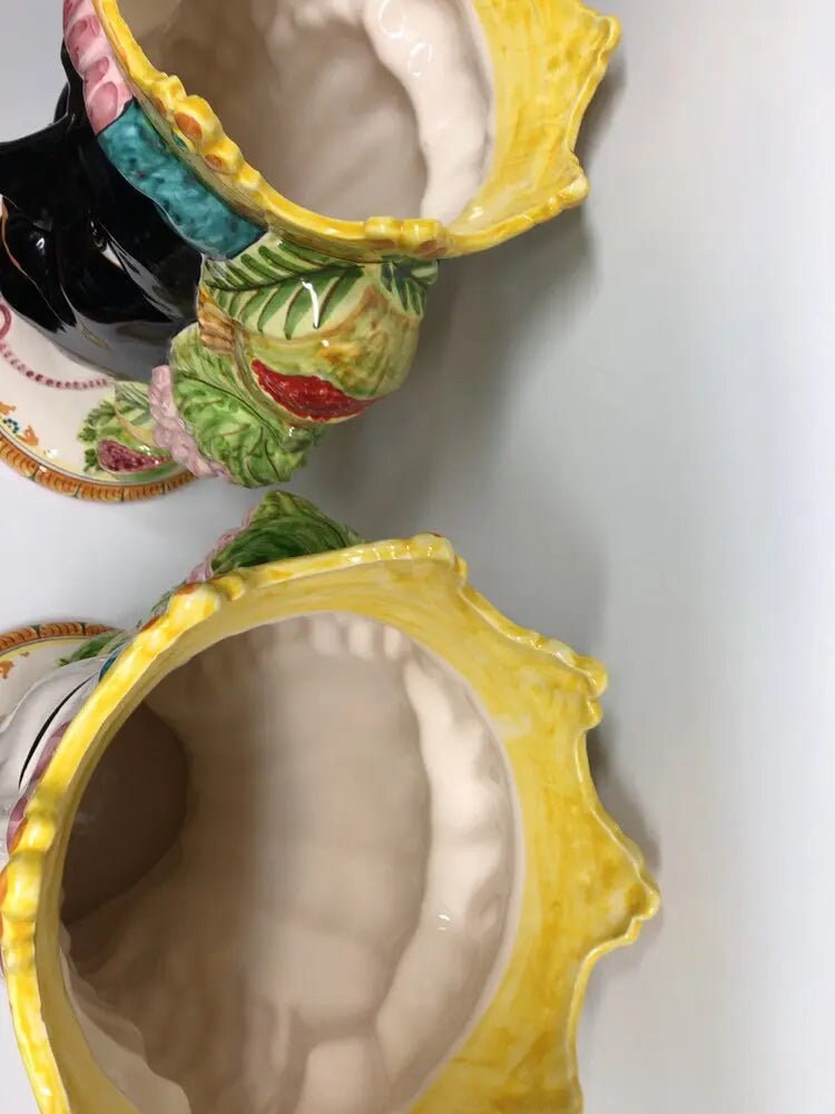 Teste di Moro Kalat Frutta Ceramica Caltagirone cm H.45 L.29 Artigianale DD CERAMICHE SICILIANE