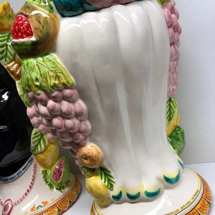 Teste di Moro Kalat Frutta Ceramica Caltagirone cm H.45 L.29 Artigianale DD CERAMICHE SICILIANE