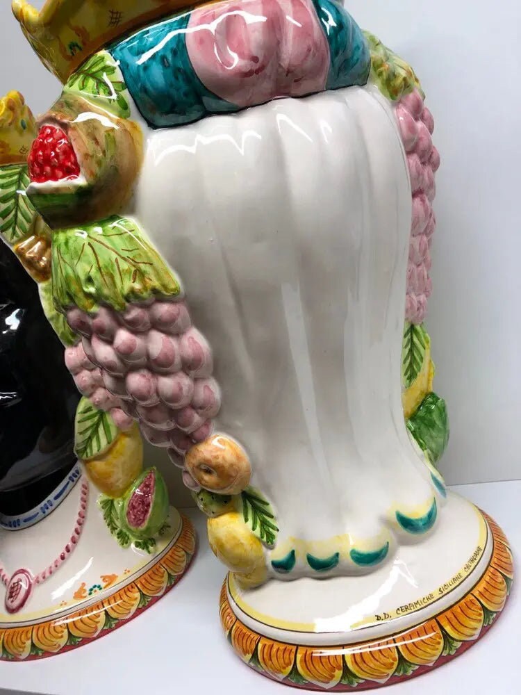 Teste di Moro Kalat Frutta Ceramica Caltagirone cm H.45 L.29 Artigianale DD CERAMICHE SICILIANE