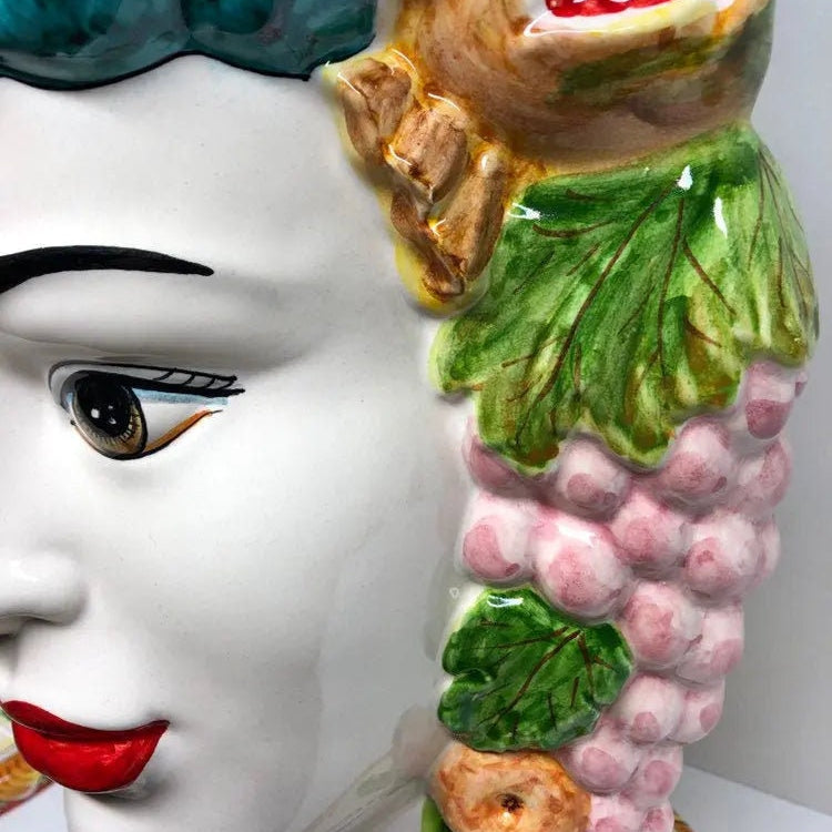 Teste di Moro Kalat Frutta Ceramica Caltagirone cm H.45 L.29 Artigianale DD CERAMICHE SICILIANE