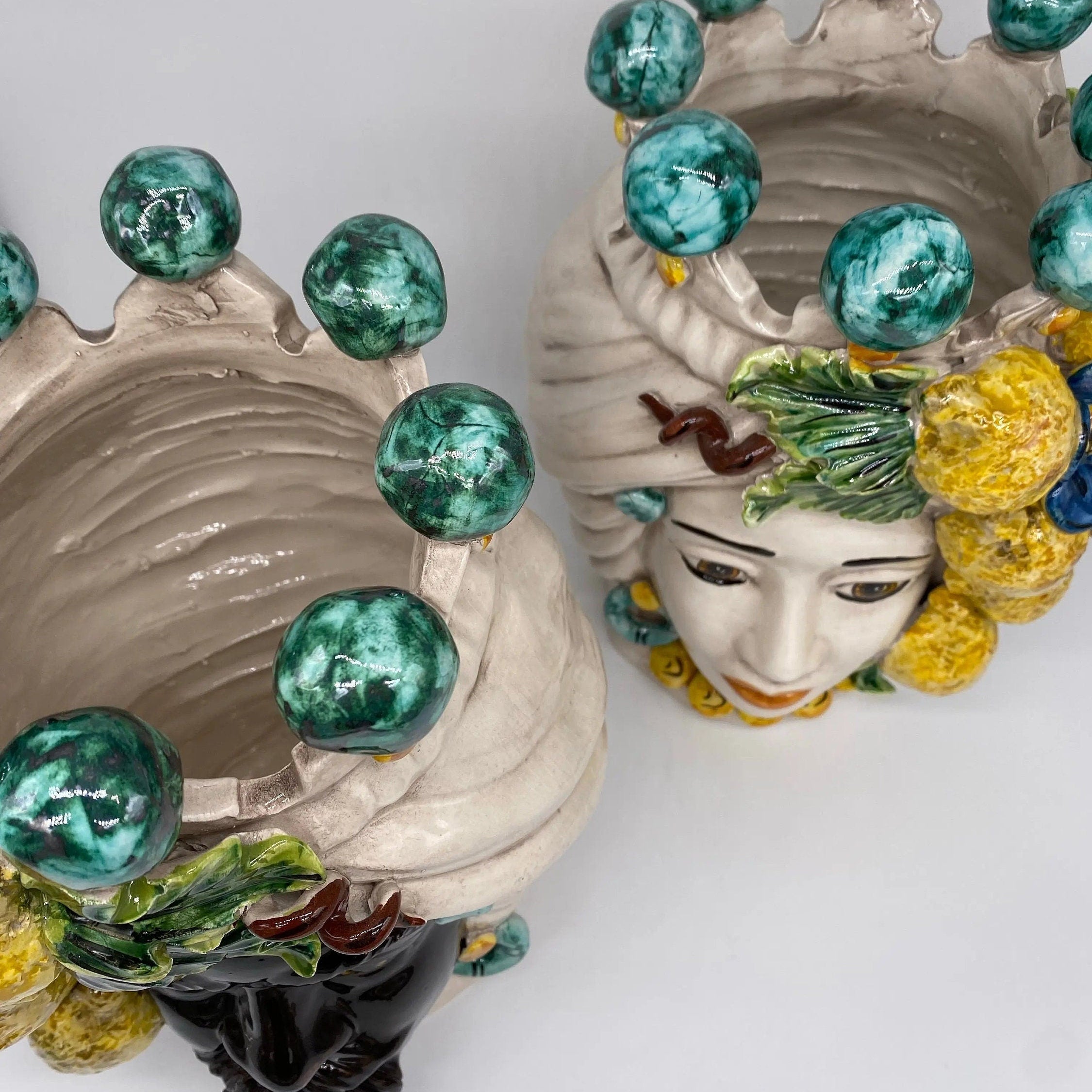 Teste di Moro Limoni Ceramica Caltagirone cm H.30 L.23 Artigianale DD CERAMICHE SICILIANE