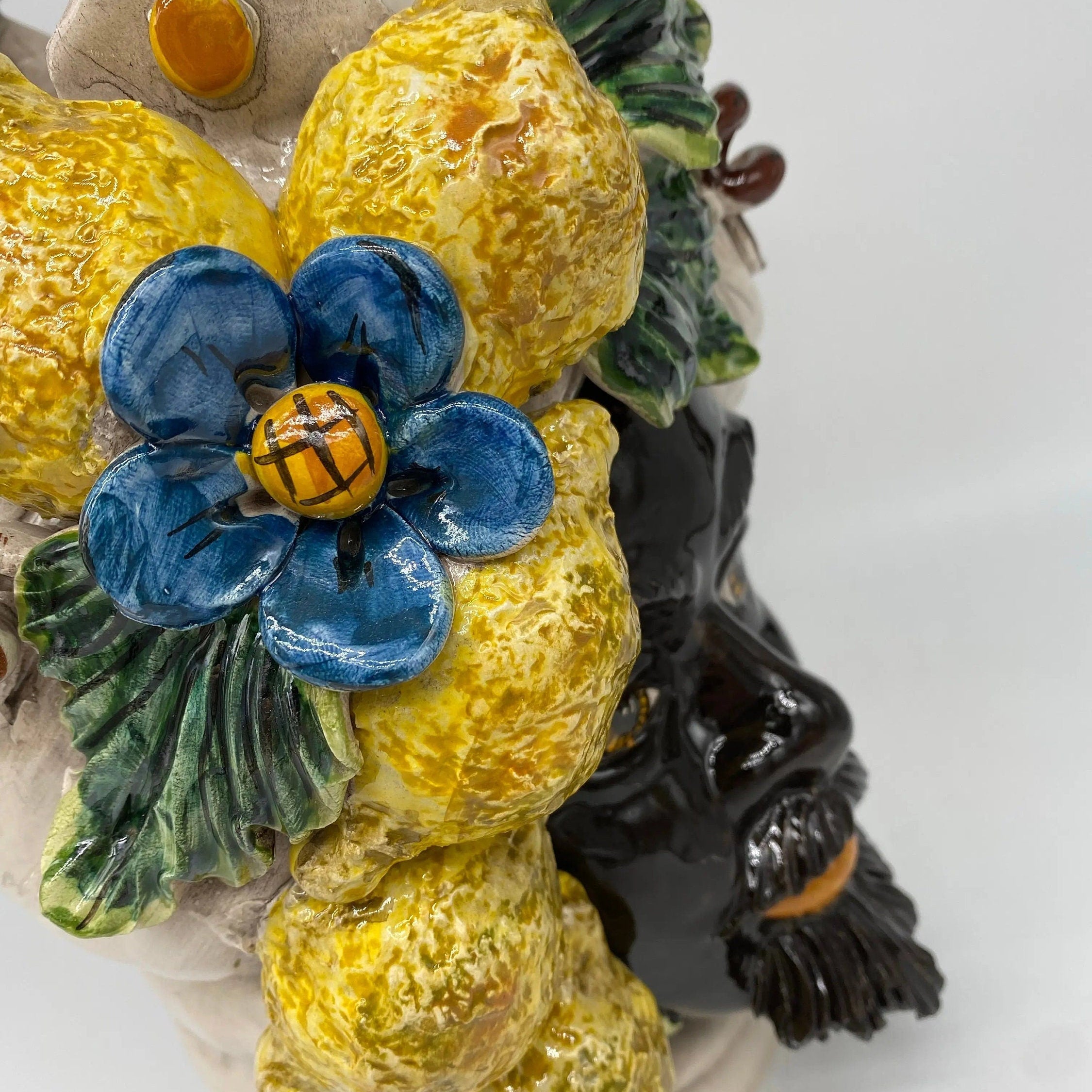 Teste di Moro Limoni Ceramica Caltagirone cm H.30 L.23 Artigianale DD CERAMICHE SICILIANE