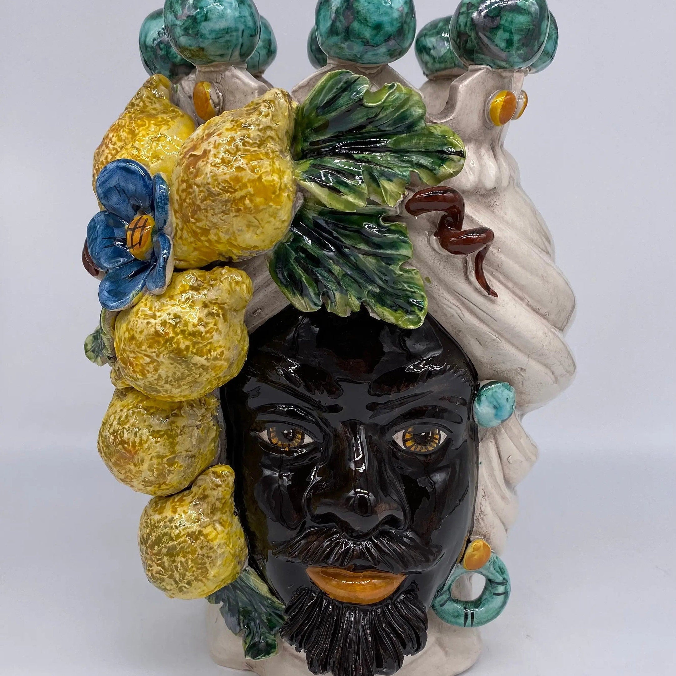 Teste di Moro Limoni Ceramica Caltagirone cm H.30 L.23 Artigianale DD CERAMICHE SICILIANE