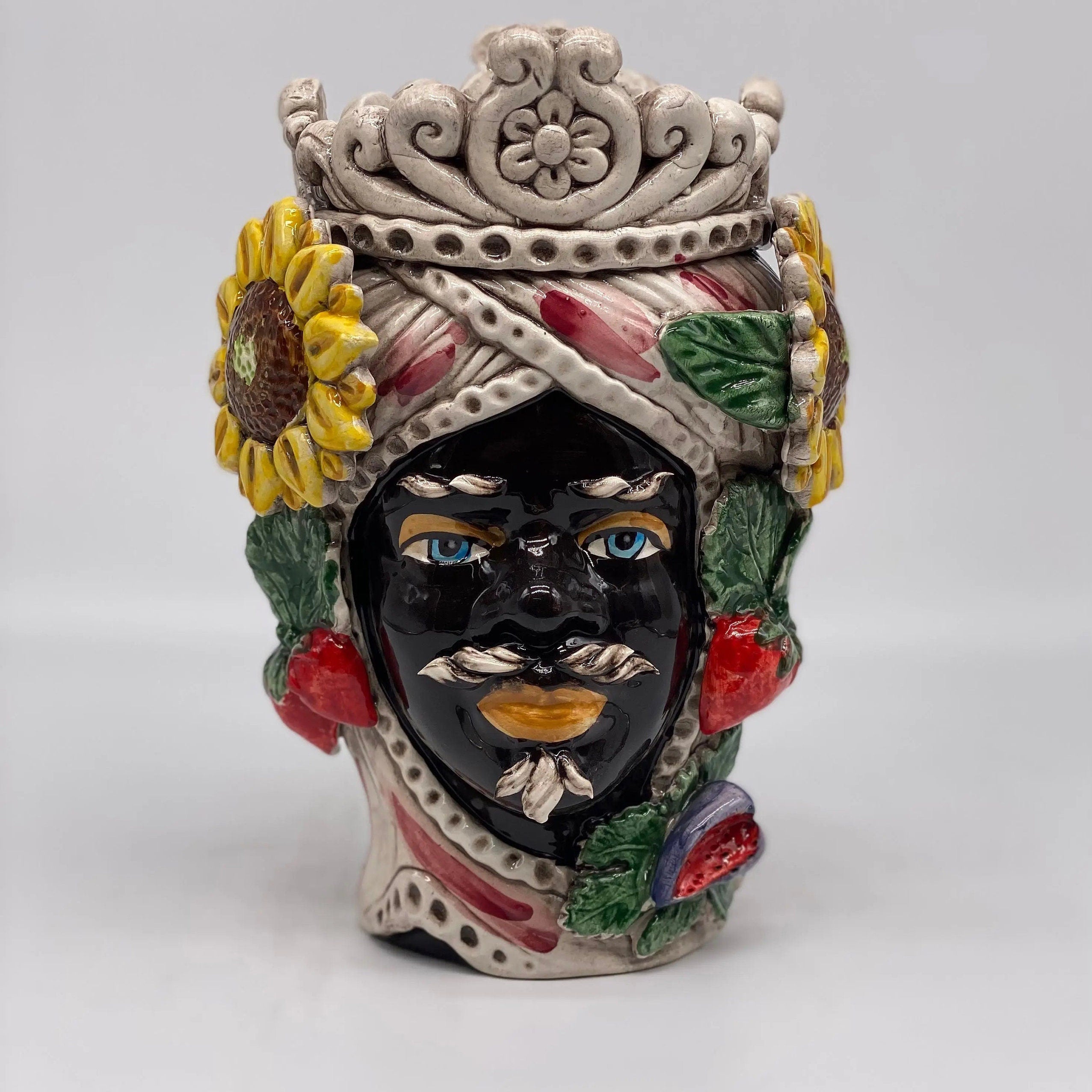 Teste di Moro Linea "4 stagioni" Ceramica Caltagirone cm H.20 L.15 Artigianale DD CERAMICHE SICILIANE