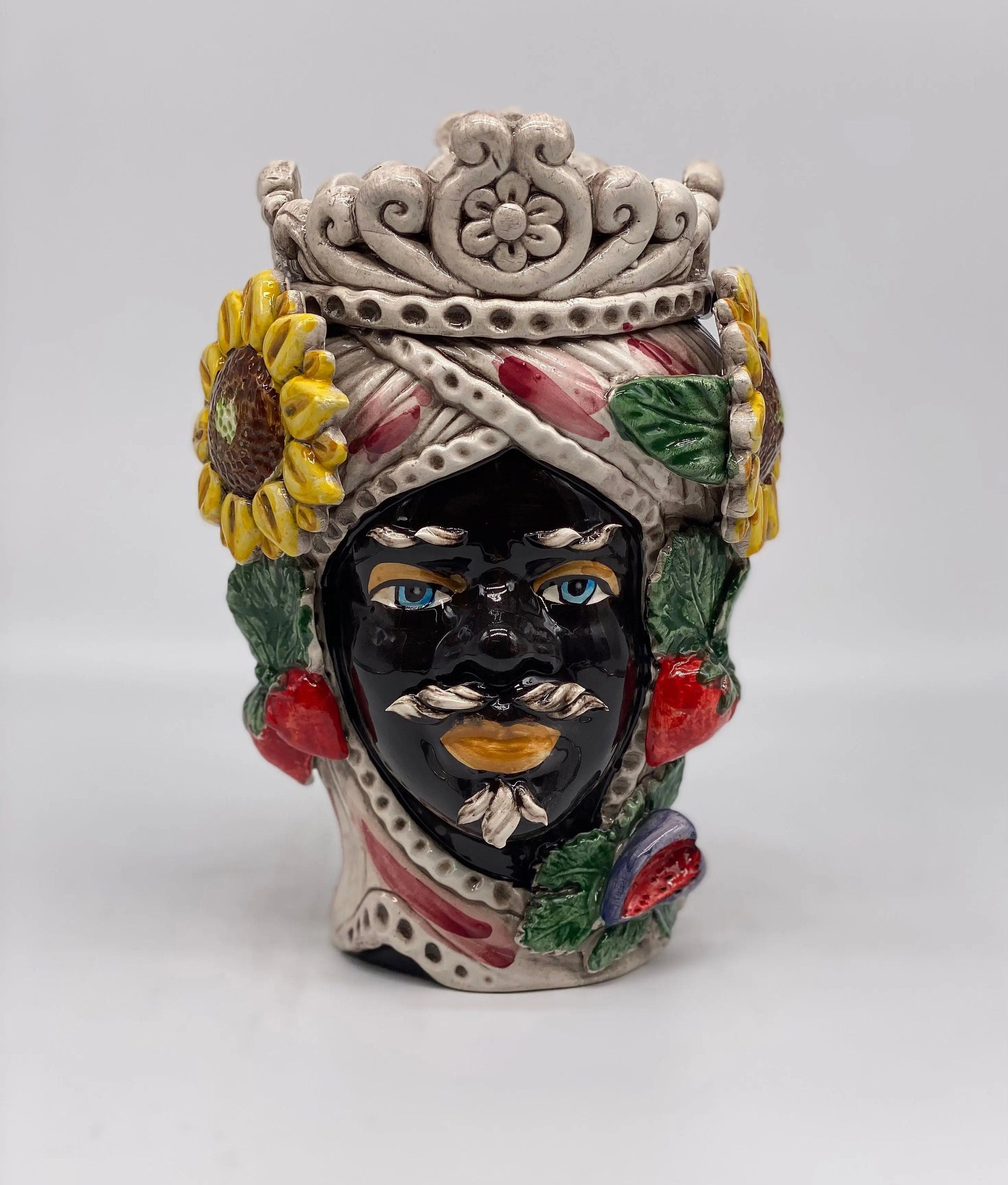 Teste di Moro Linea "4 stagioni" Ceramica Caltagirone cm H.20 L.15 Artigianale DD CERAMICHE SICILIANE