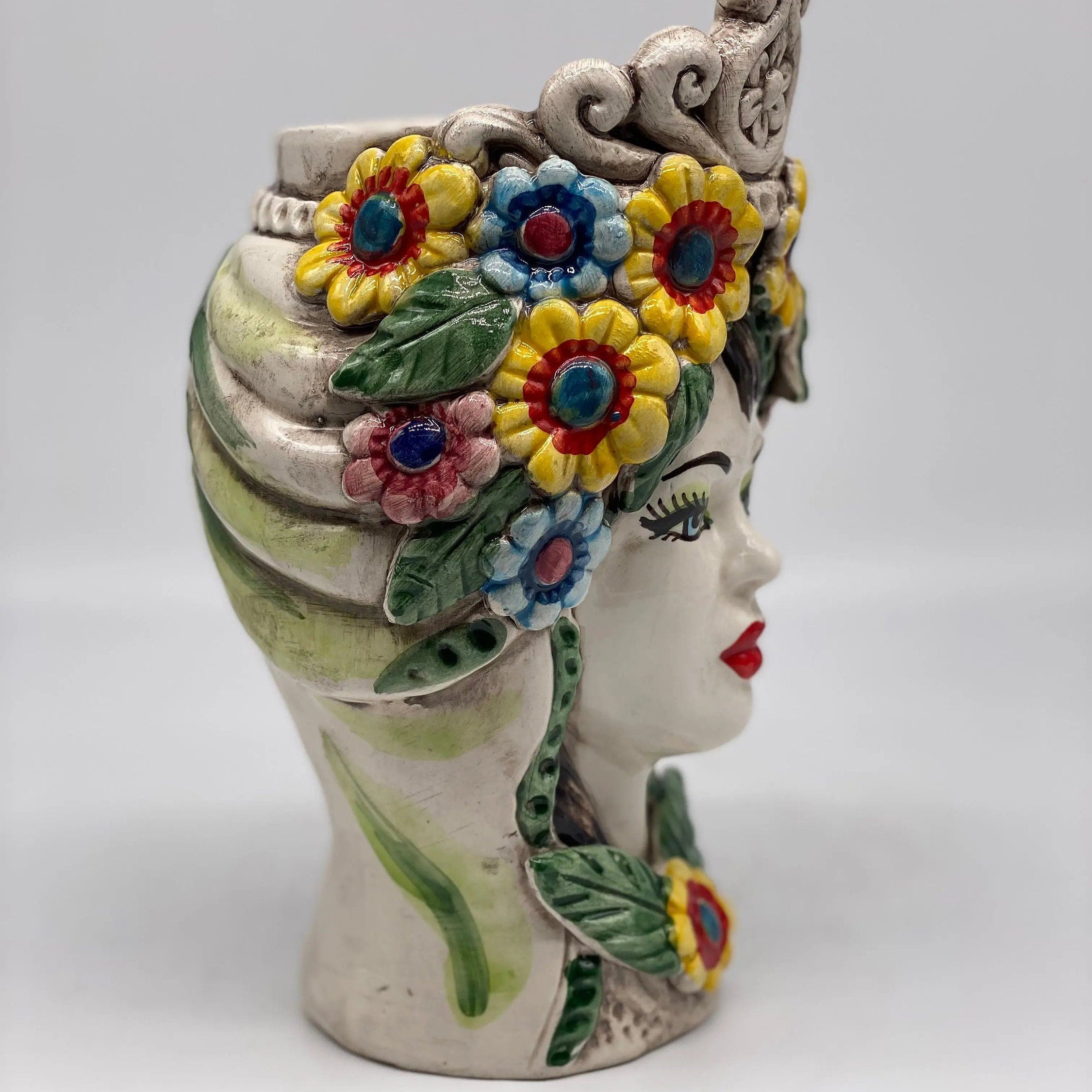 Teste di Moro Linea "4 stagioni" Ceramica Caltagirone cm H.20 L.15 Artigianale DD CERAMICHE SICILIANE