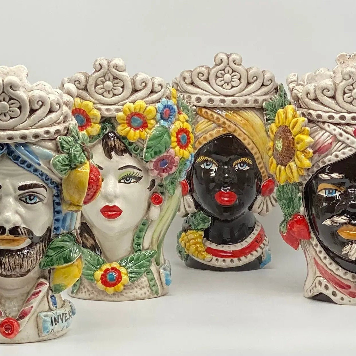 Teste di Moro Linea "4 stagioni" Ceramica Caltagirone cm H.20 L.15 Artigianale DD CERAMICHE SICILIANE