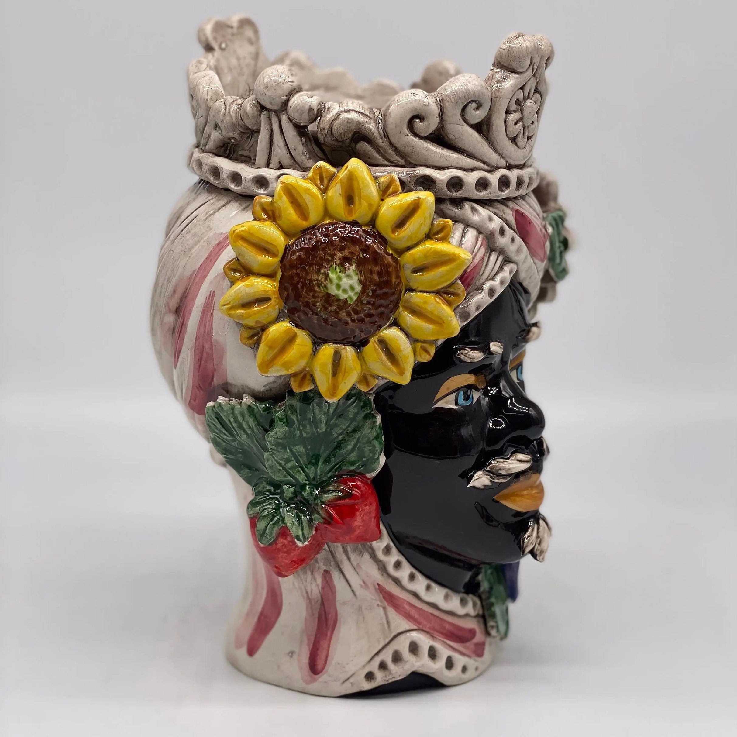 Teste di Moro Linea "4 stagioni" Ceramica Caltagirone cm H.20 L.15 Artigianale DD CERAMICHE SICILIANE