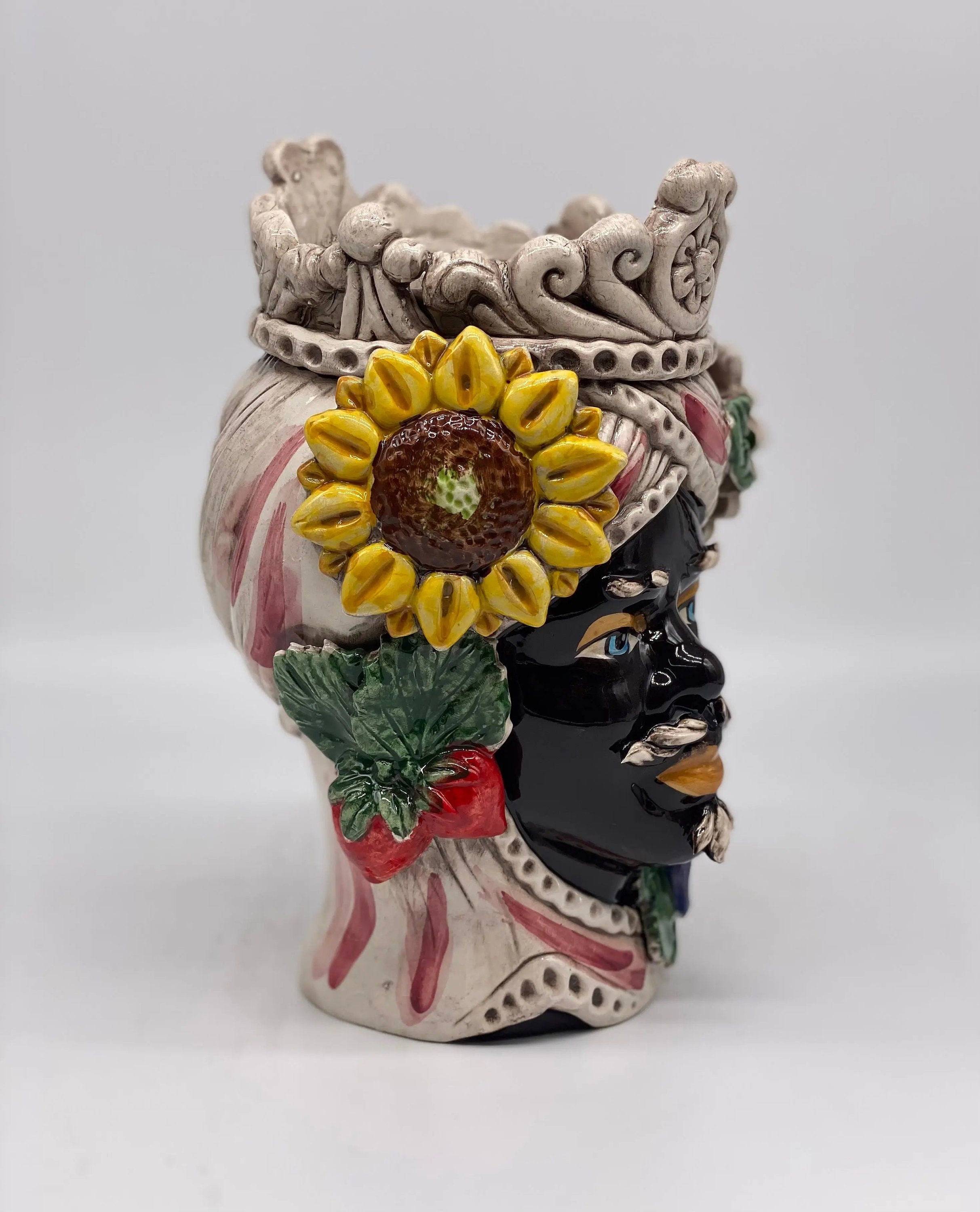 Teste di Moro Linea "4 stagioni" Ceramica Caltagirone cm H.20 L.15 Artigianale DD CERAMICHE SICILIANE