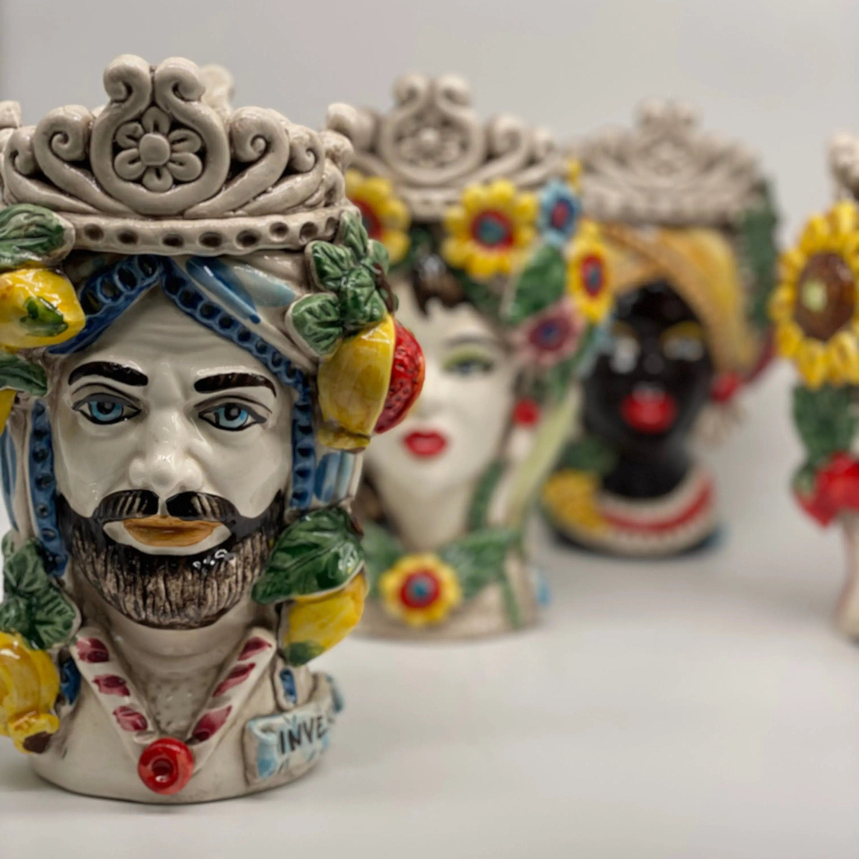 Teste di Moro Linea "4 stagioni" Ceramica Caltagirone cm H.20 L.15 Artigianale DD CERAMICHE SICILIANE