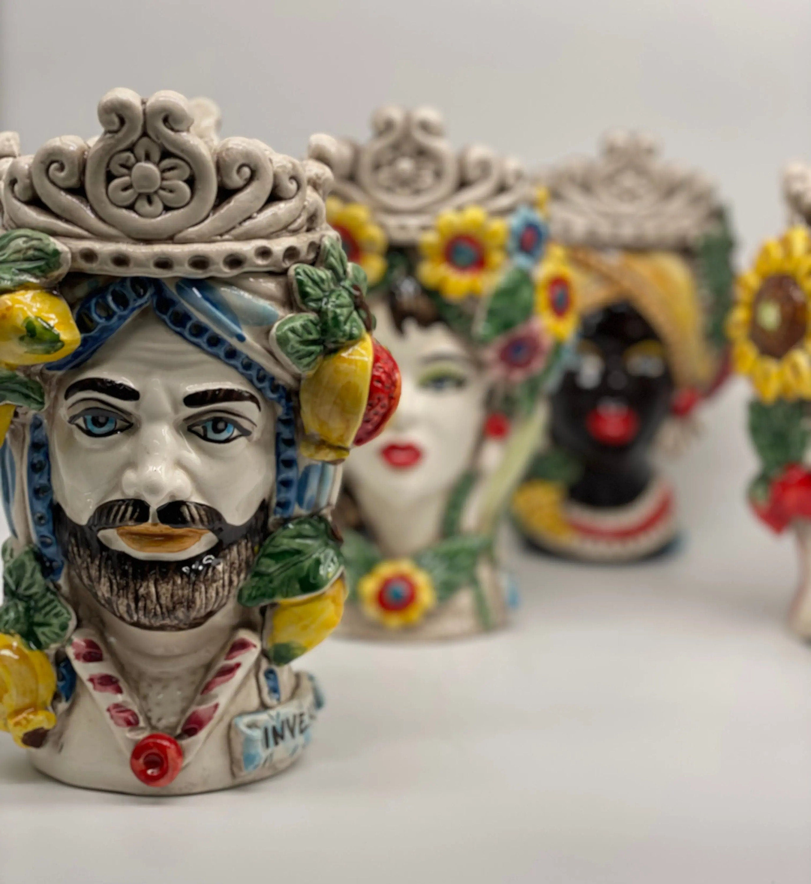 Teste di Moro Linea "4 stagioni" Ceramica Caltagirone cm H.20 L.15 Artigianale DD CERAMICHE SICILIANE