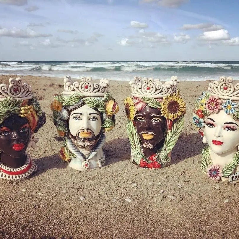 Teste di Moro Linea "4 stagioni" Ceramica Caltagirone cm H.30 L.20 Artigianale DD CERAMICHE SICILIANE