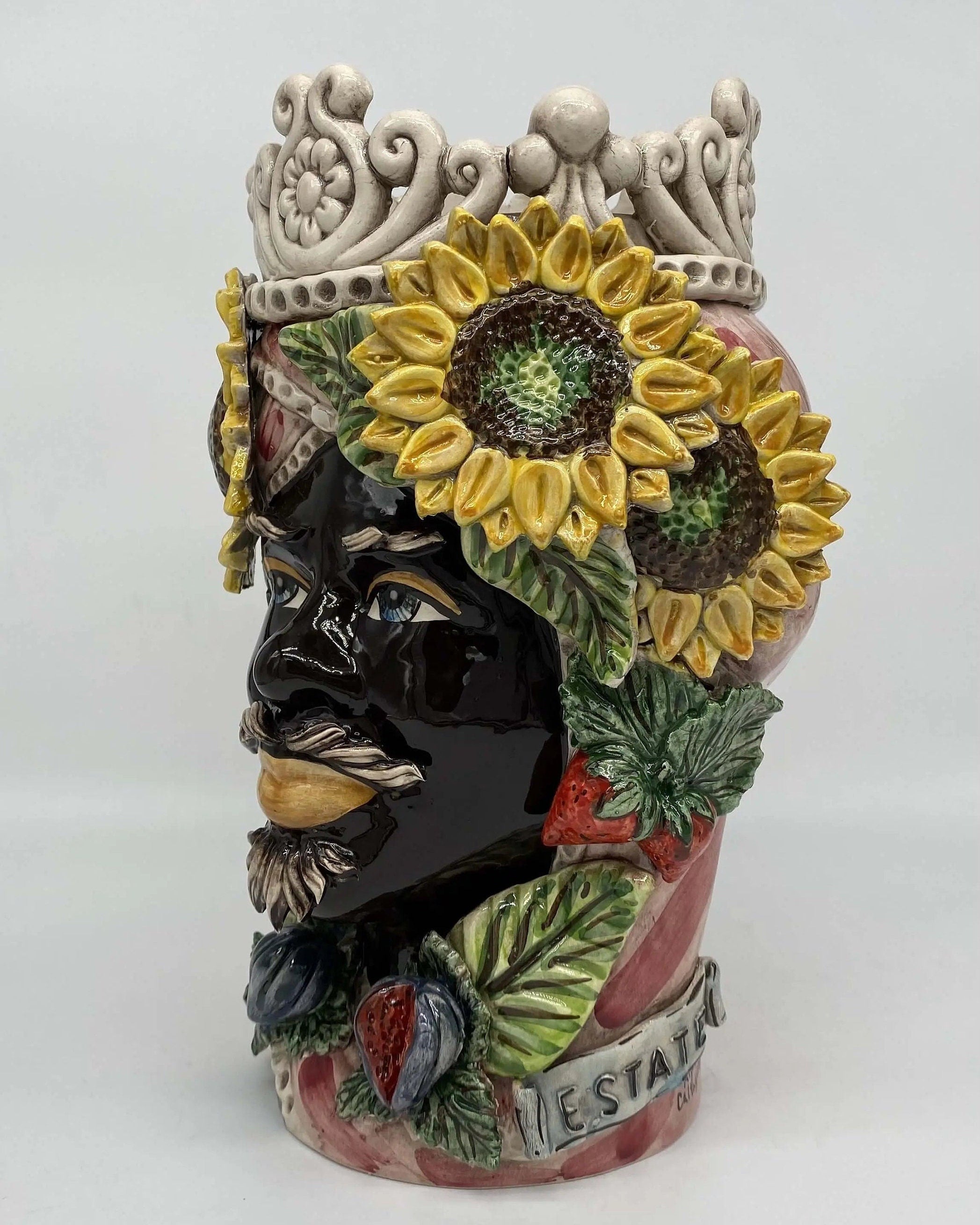 Teste di Moro Linea "4 stagioni" Ceramica Caltagirone cm H.30 L.20 Artigianale DD CERAMICHE SICILIANE