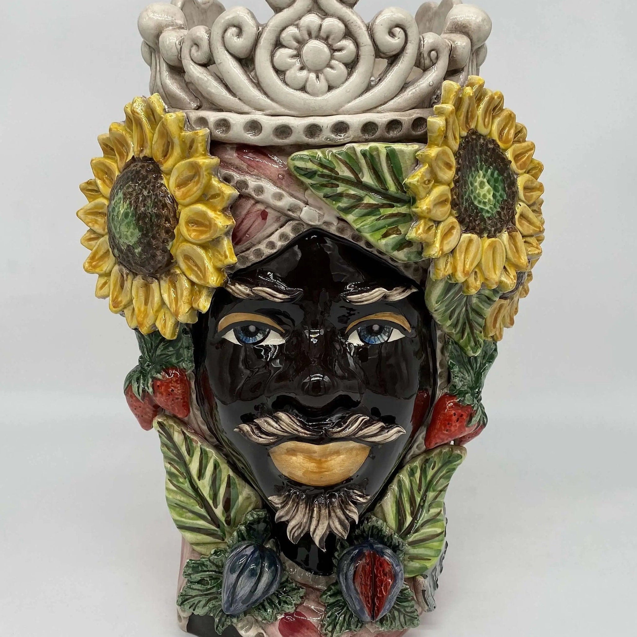 Teste di Moro Linea "4 stagioni" Ceramica Caltagirone cm H.30 L.20 Artigianale DD CERAMICHE SICILIANE