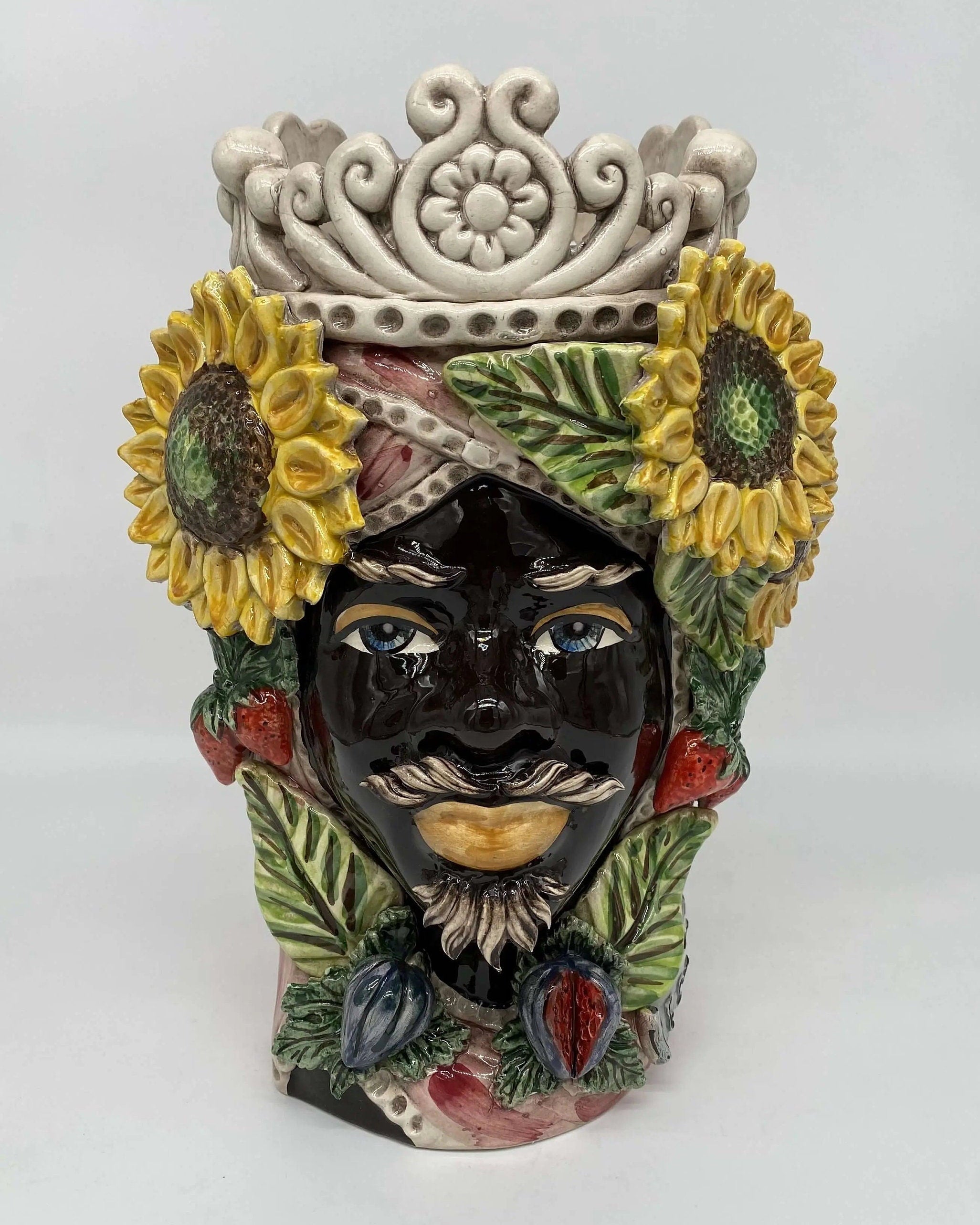 Teste di Moro Linea "4 stagioni" Ceramica Caltagirone cm H.30 L.20 Artigianale DD CERAMICHE SICILIANE