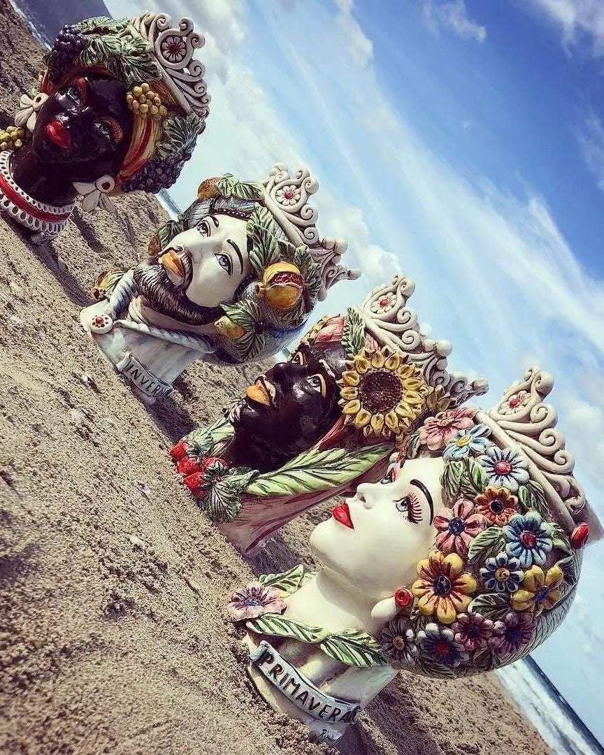 Teste di Moro Linea "4 stagioni" Ceramica Caltagirone cm H.30 L.20 Artigianale DD CERAMICHE SICILIANE