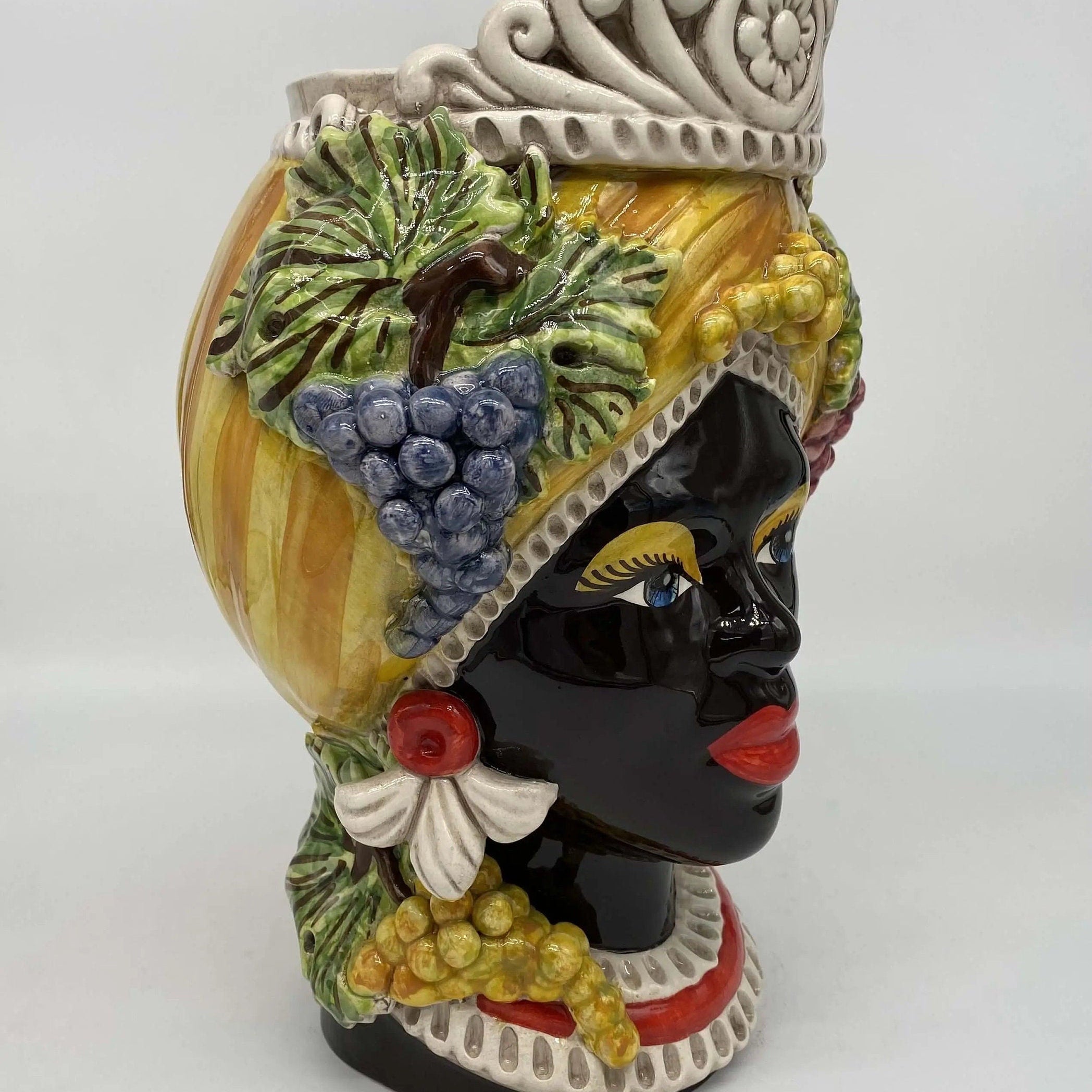 Teste di Moro Linea "4 stagioni" Ceramica Caltagirone cm H.30 L.20 Artigianale DD CERAMICHE SICILIANE