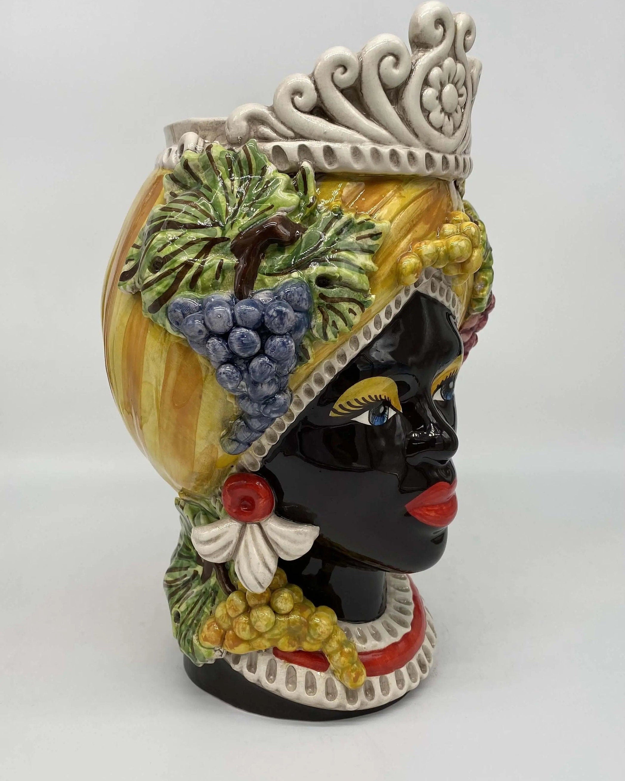 Teste di Moro Linea "4 stagioni" Ceramica Caltagirone cm H.30 L.20 Artigianale DD CERAMICHE SICILIANE