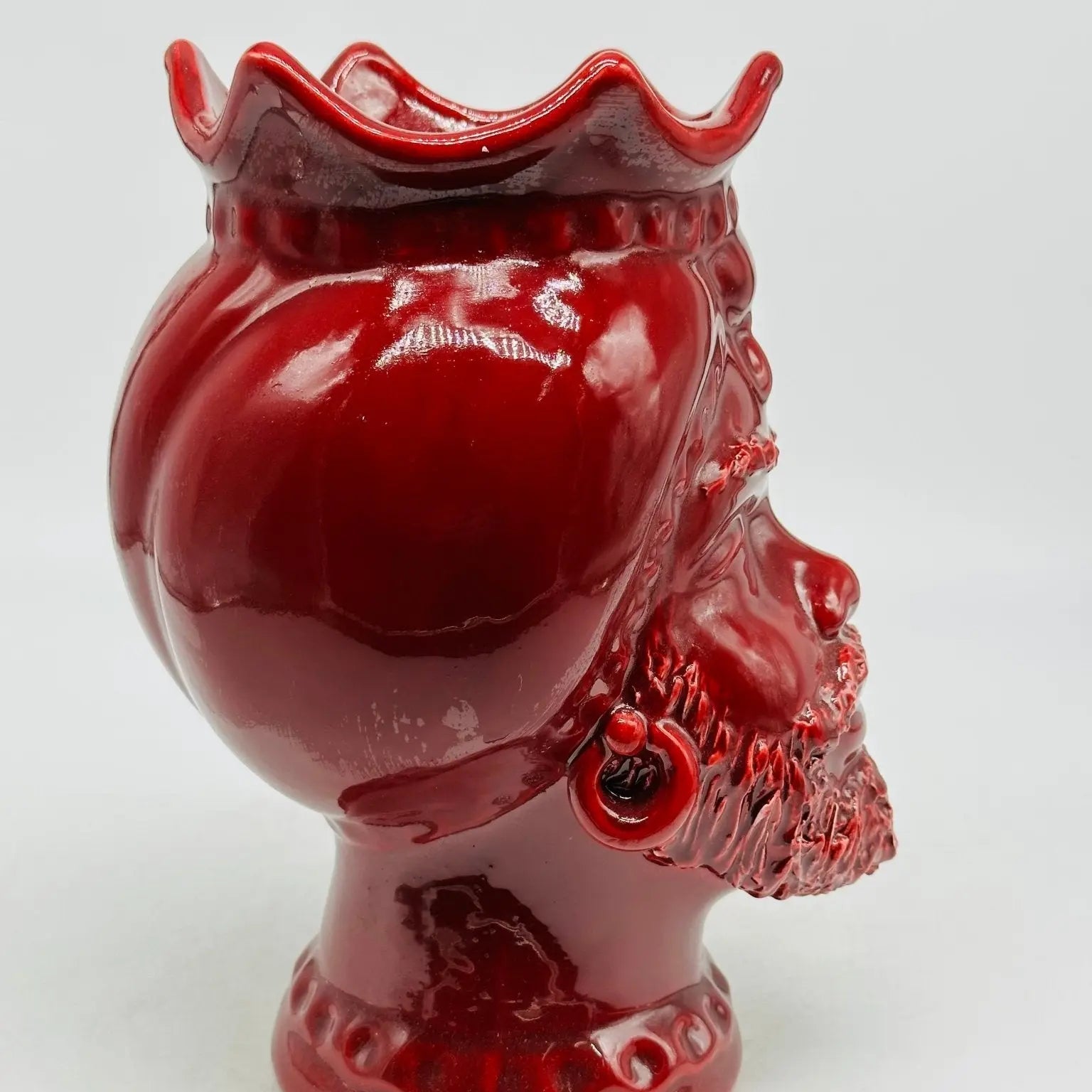 Teste di Moro Luis Ceramica Caltagirone cm H.22 L.15 Artigianale Turbante Bordeaux - TESTA DI MORO