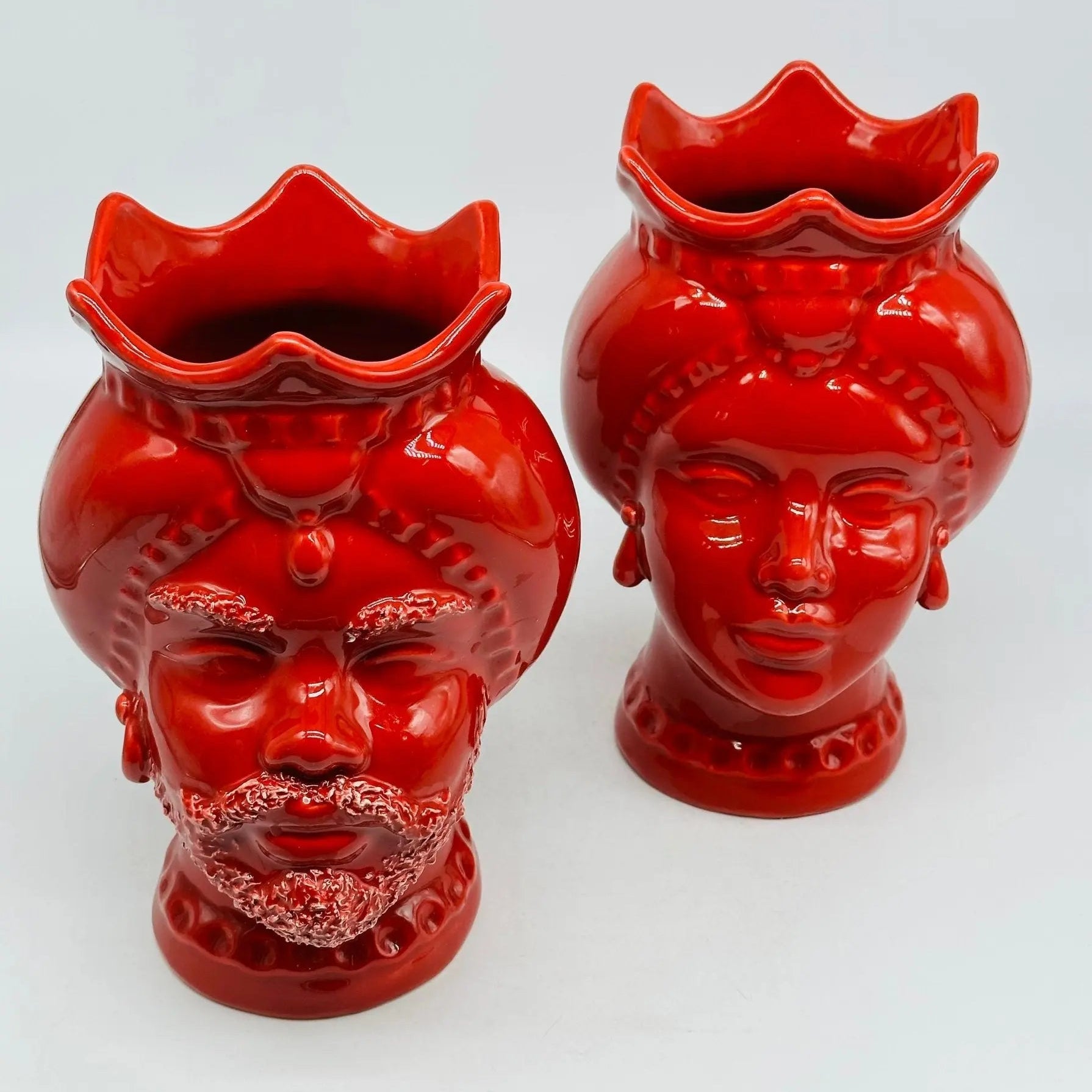 Teste di Moro Luis Ceramica Caltagirone cm H.22 L.15 Artigianale Turbante Rosso - TESTA DI MORO