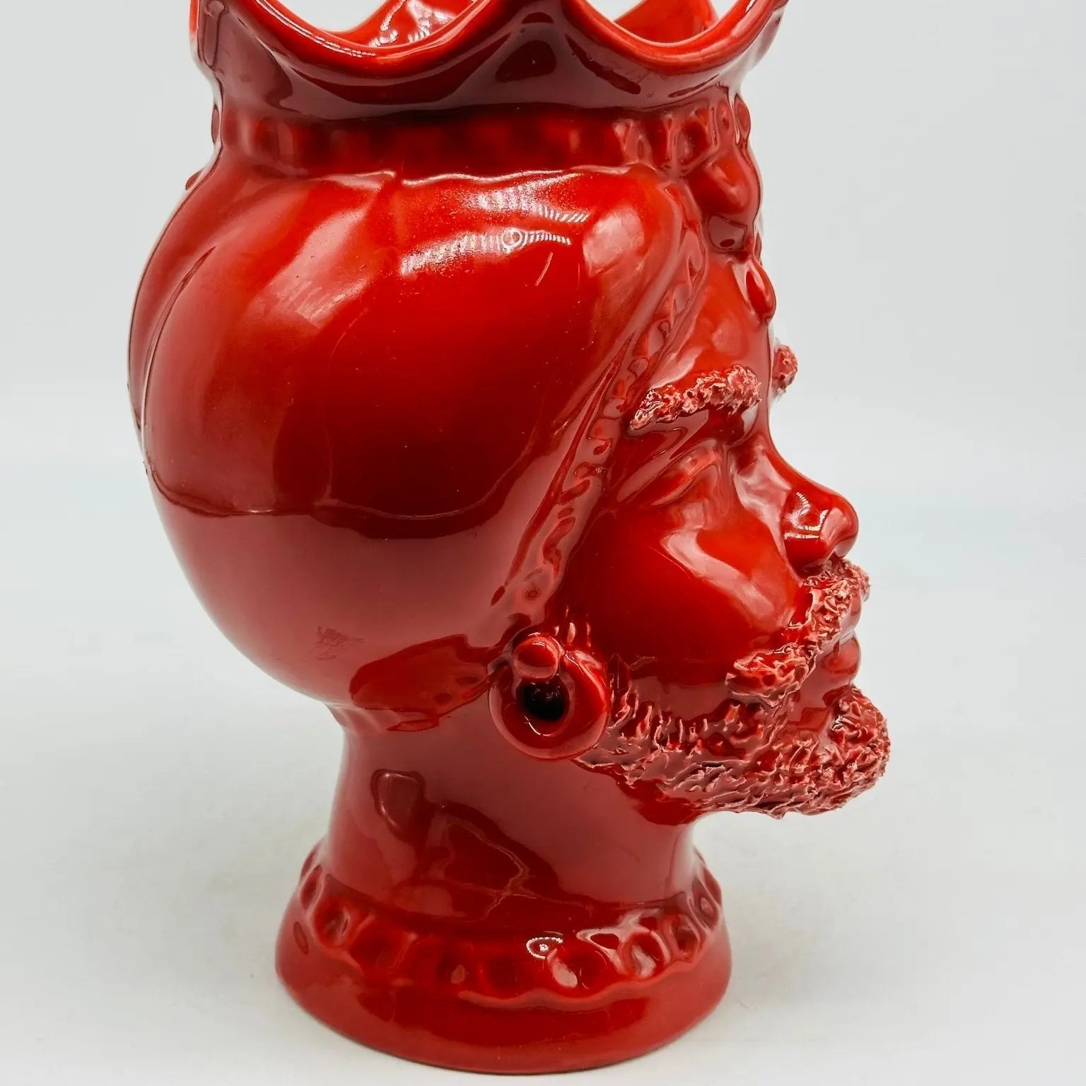 Teste di Moro Luis Ceramica Caltagirone cm H.22 L.15 Artigianale Turbante Rosso - TESTA DI MORO