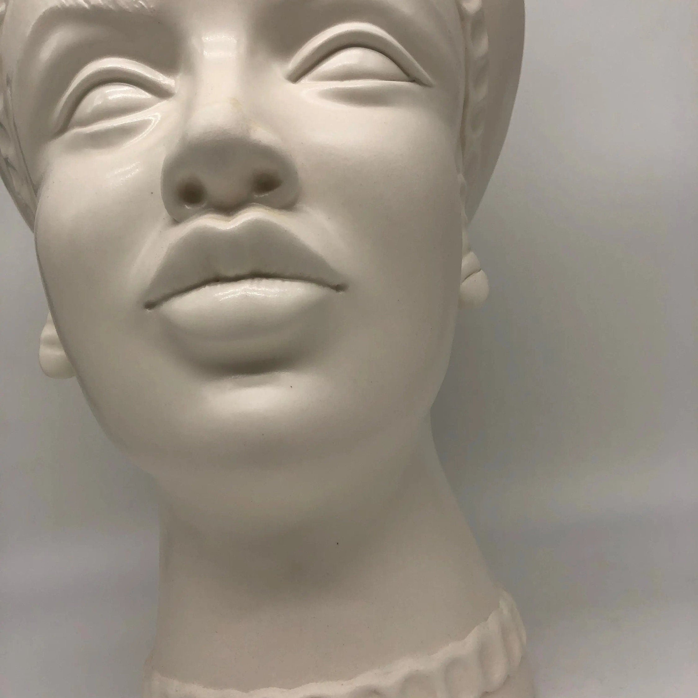 Teste di Moro Luis Ceramica Caltagirone cm H.44 L.23 Artigianale Turbante Liscio Bianco Opaco DD CERAMICHE SICILIANE