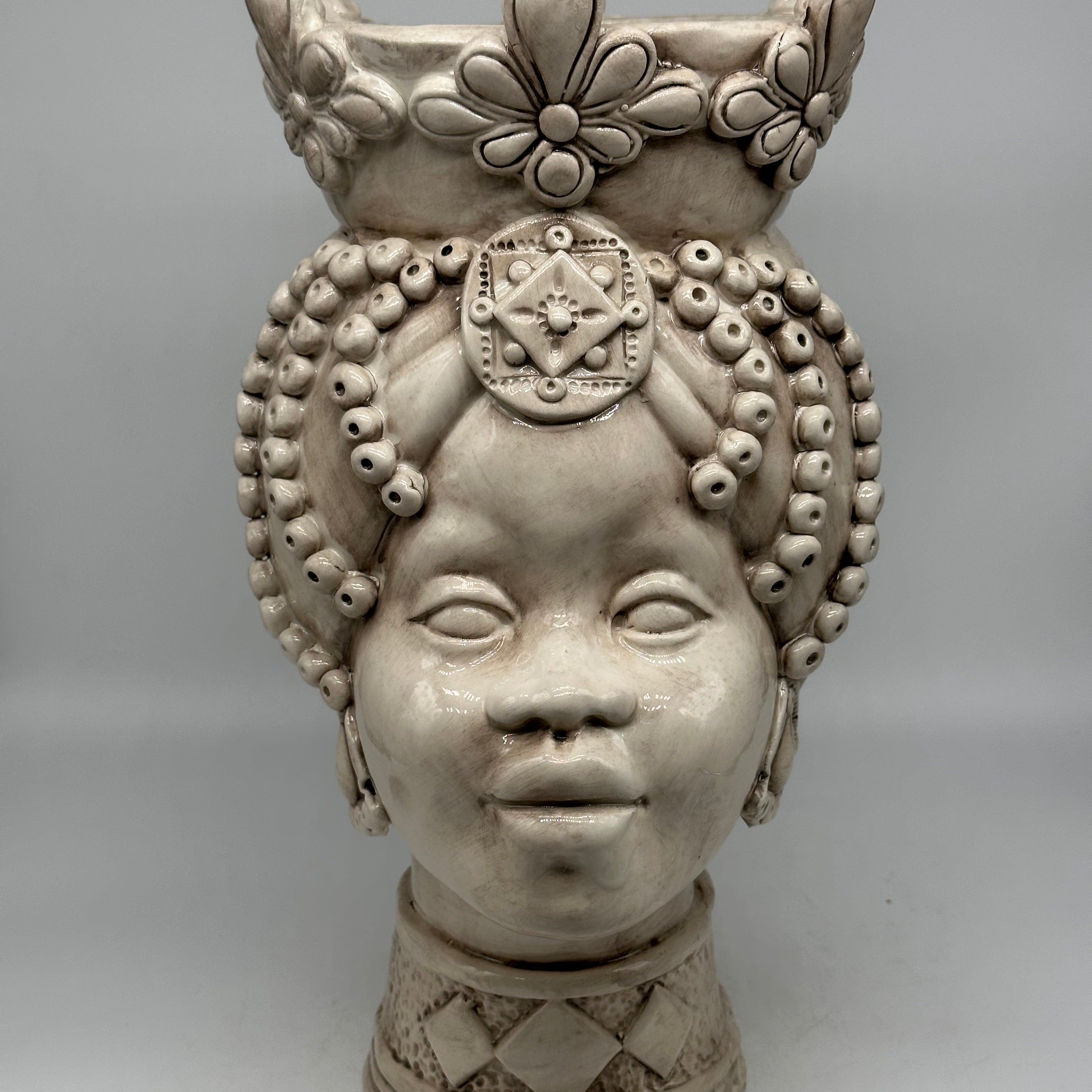 Teste di Moro Masai Ceramica Caltagirone cm H.38 L.21 Artigianale Beige - Donna - TESTE DI MORO