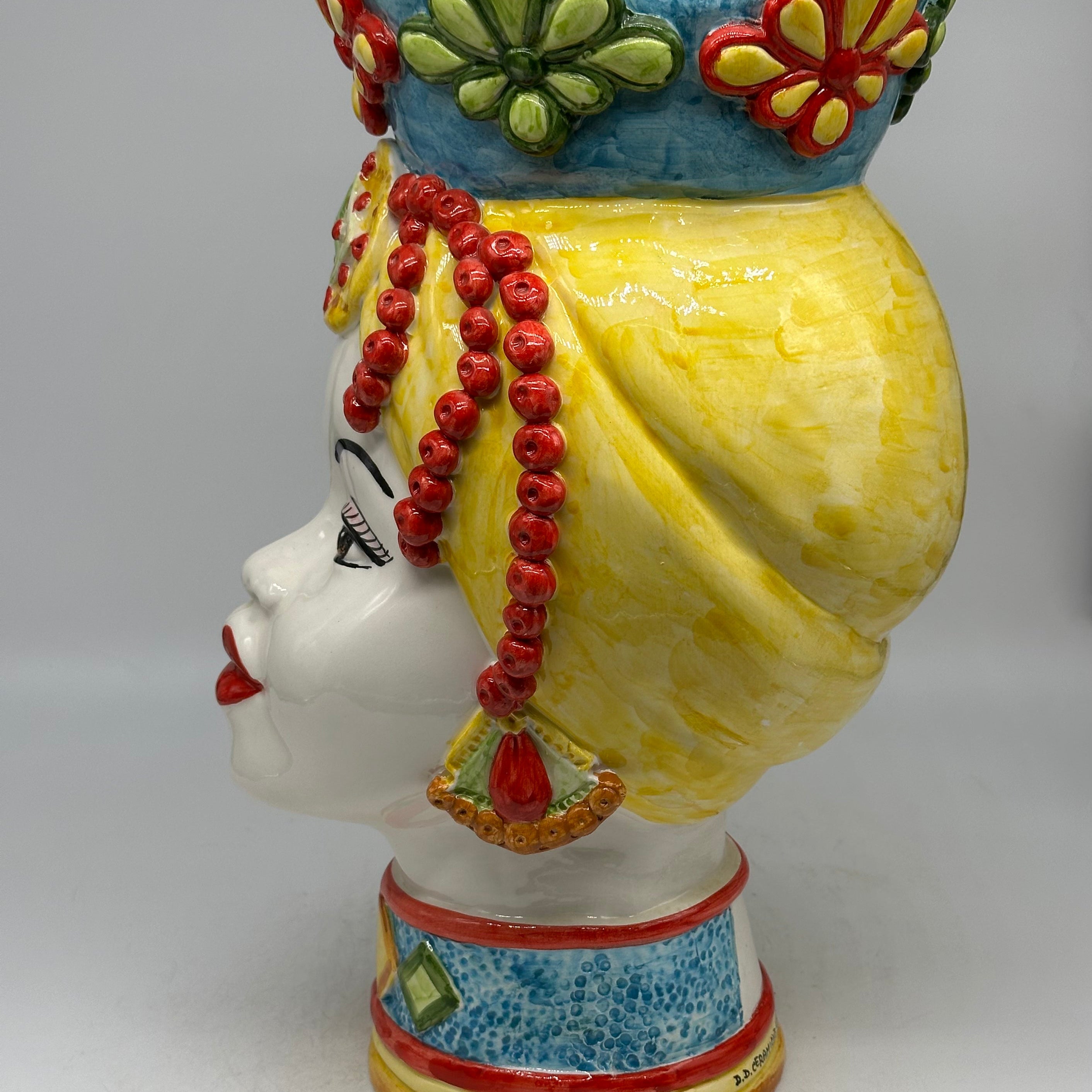 Teste di Moro Masai Ceramica Caltagirone cm H.38 L.21 Artigianale Decoro Siciliano - TESTE DI MORO