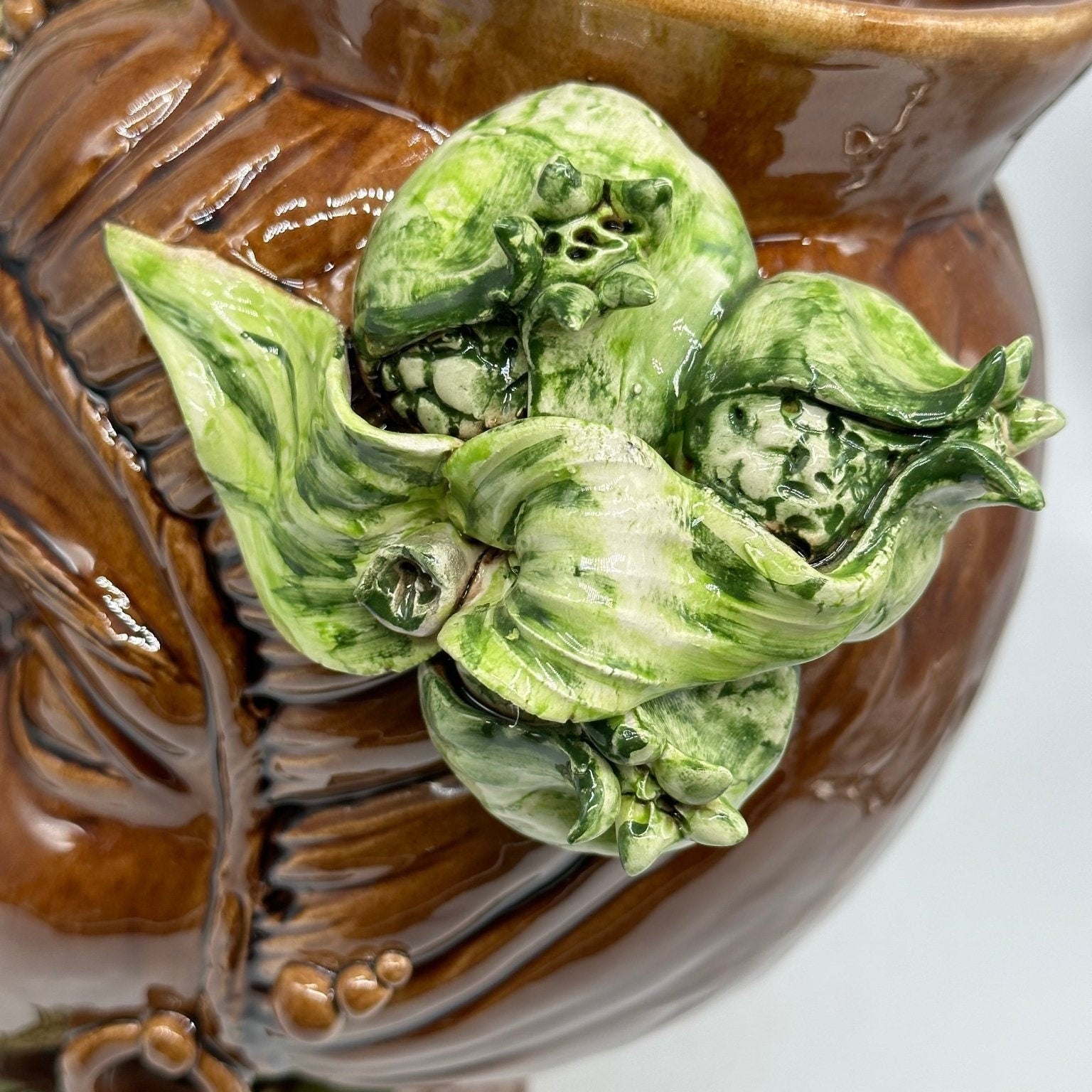 Teste di Moro Mediterraneo Ceramica Caltagirone cm H.29 L.22 Artigianale Marrone Verde - DD CERAMICHE SICILIANE